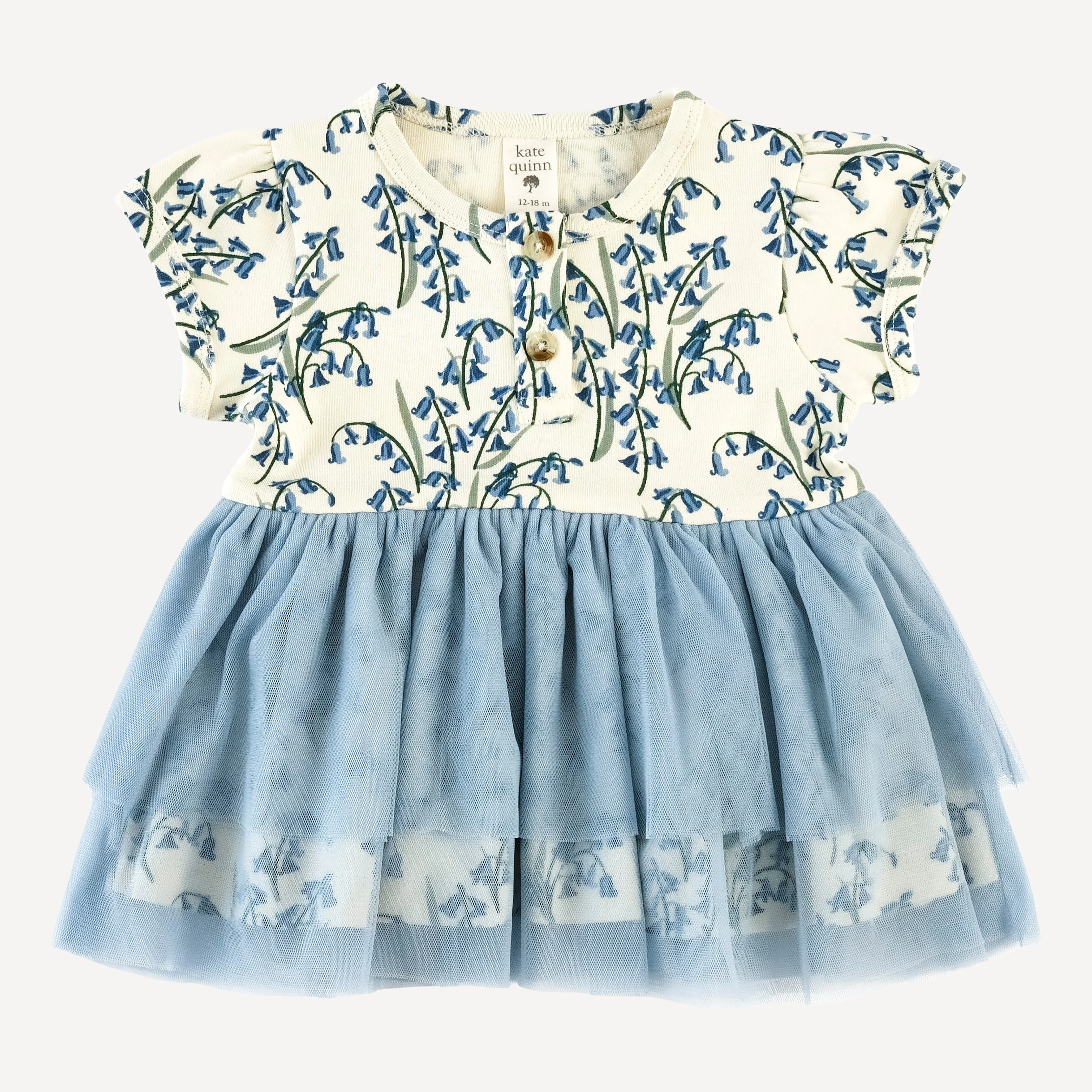 puff sleeve tulle top + legging set | bluebells | organic cotton interlock - Image 3