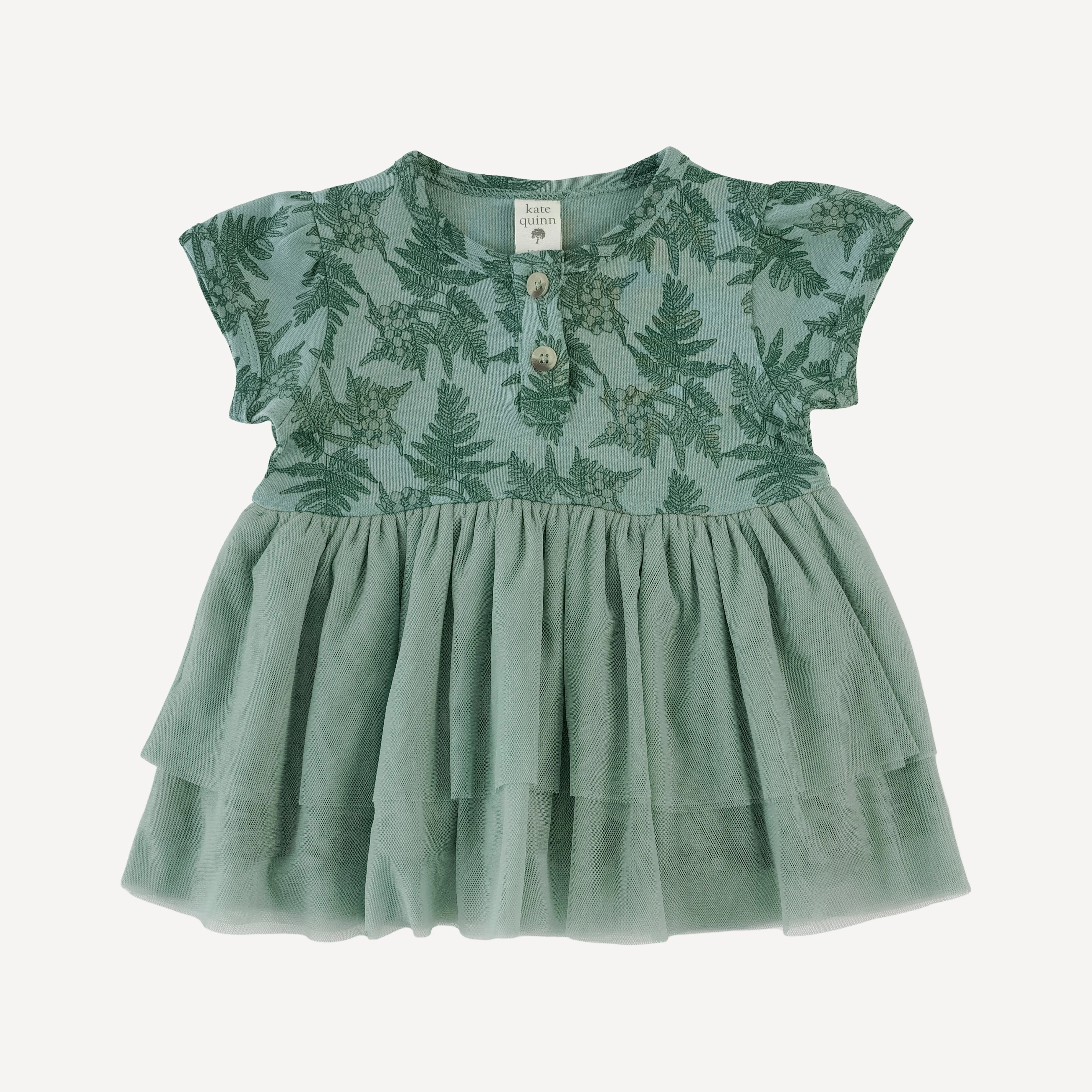 puff sleeve tulle top + legging set | fern floral | organic cotton interlock - Image 3