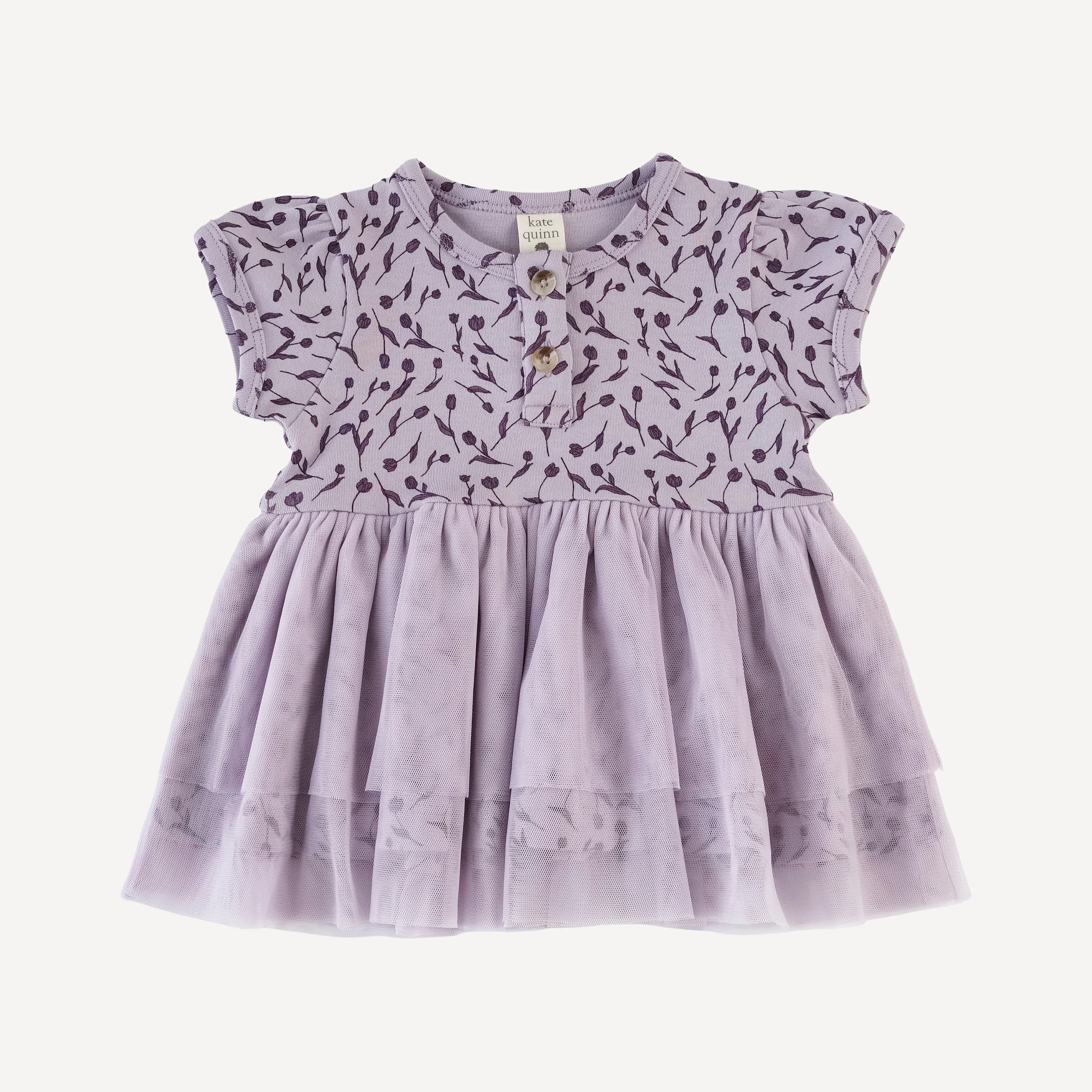 puff sleeve tulle top + legging set | purple tulip | organic cotton interlock - Image 3