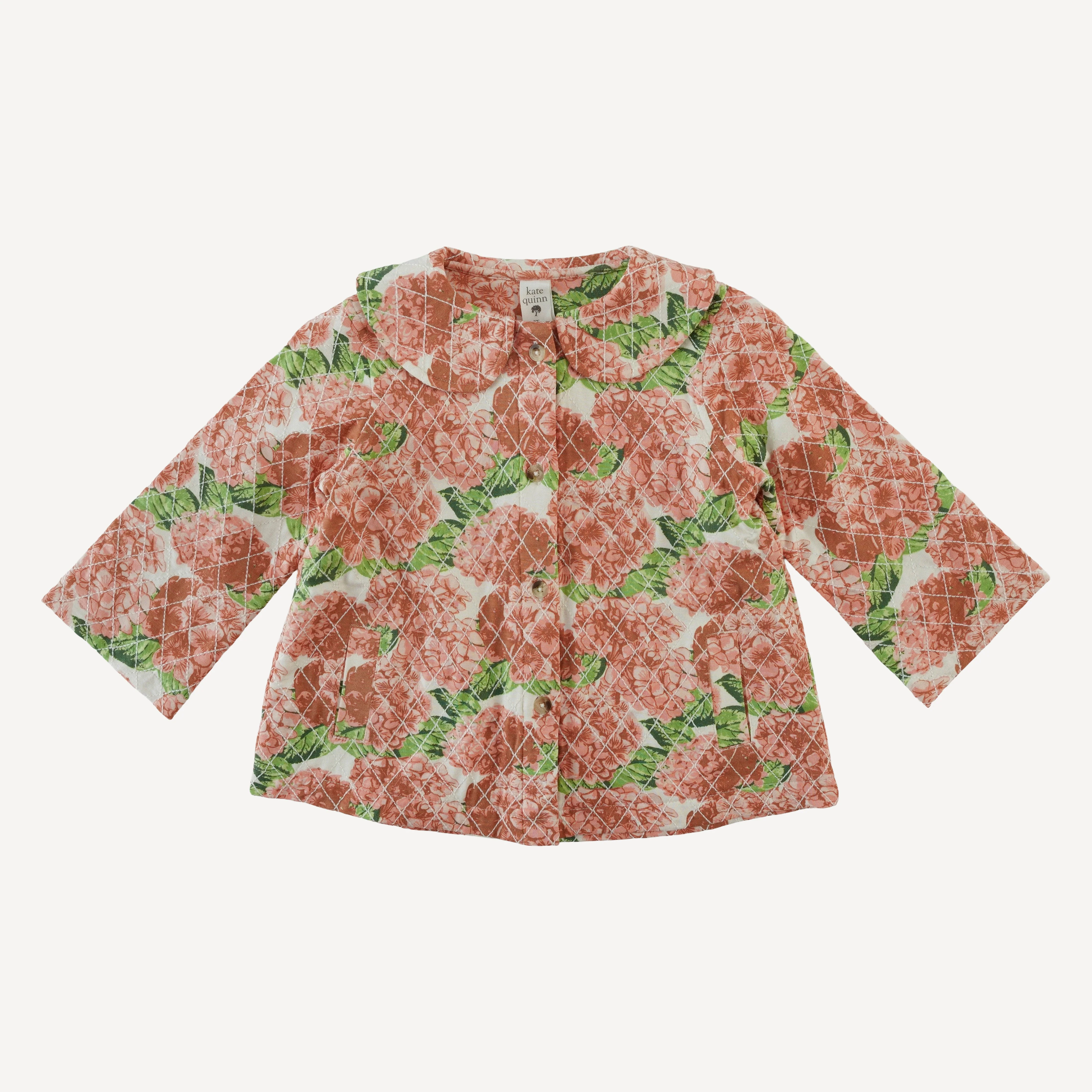 quilted peter pan swing jacket | peach hydrangea | bamboo
