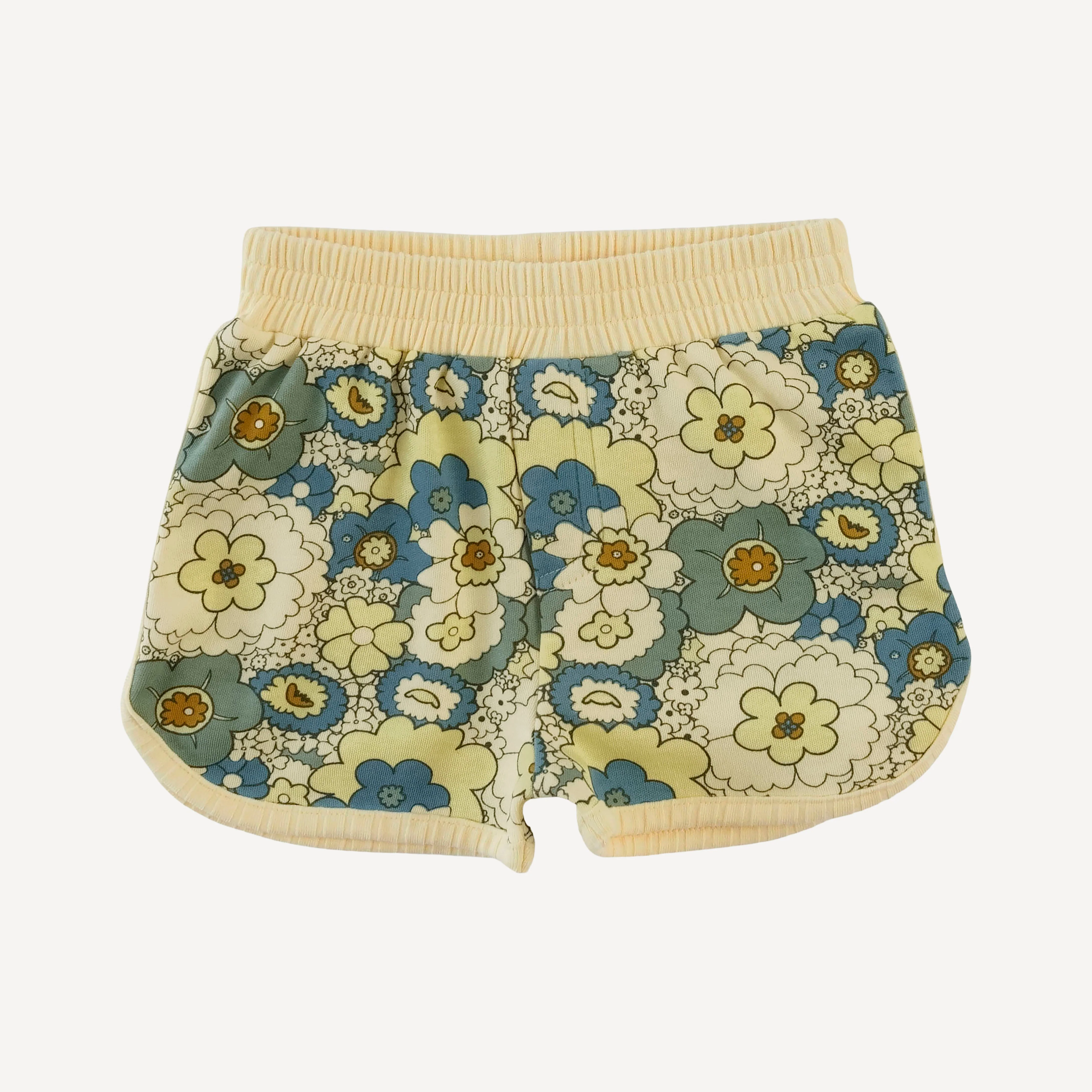 retro track short | 60s floral | organic cotton interlock