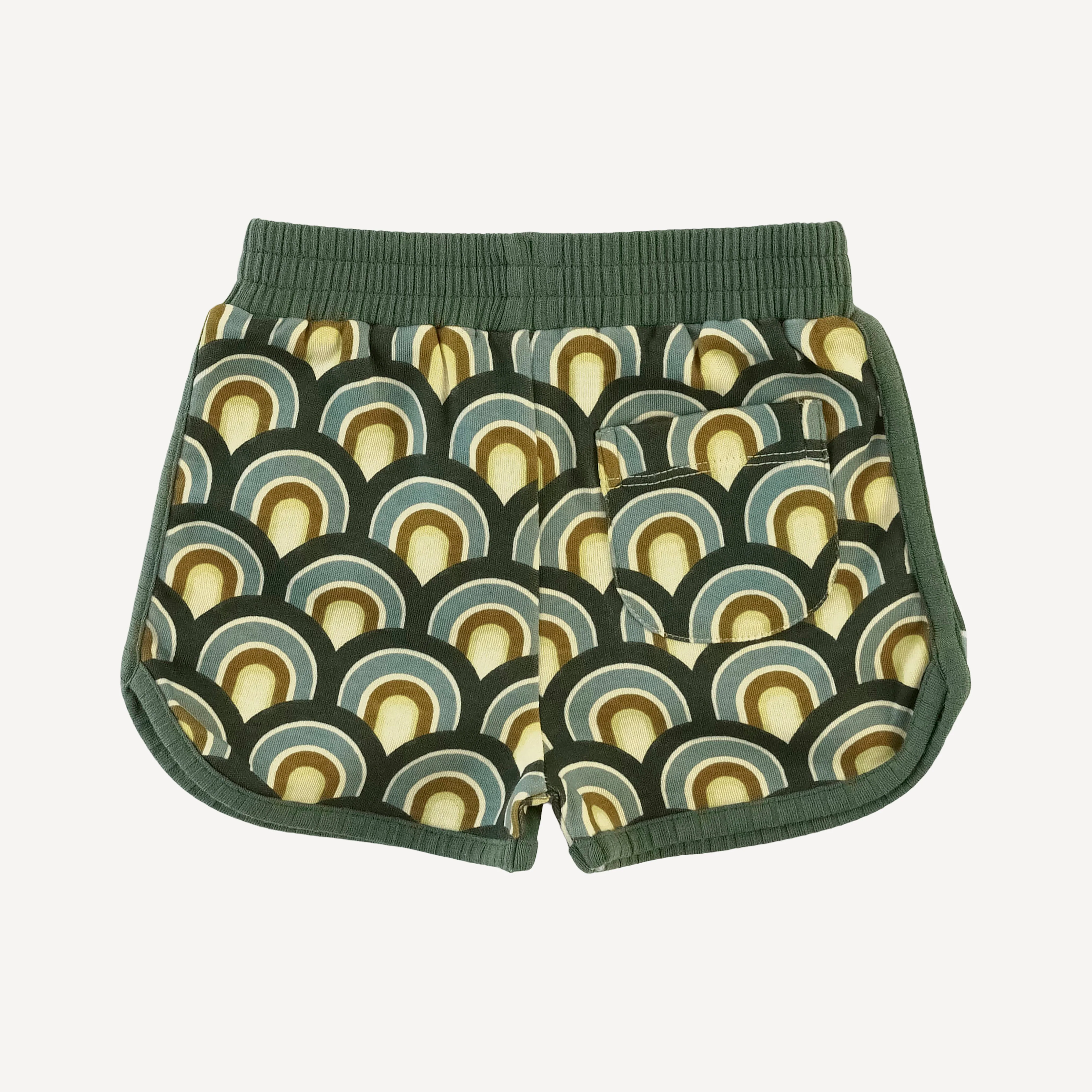 retro track short | green modern scallop | organic cotton interlock - Image 3