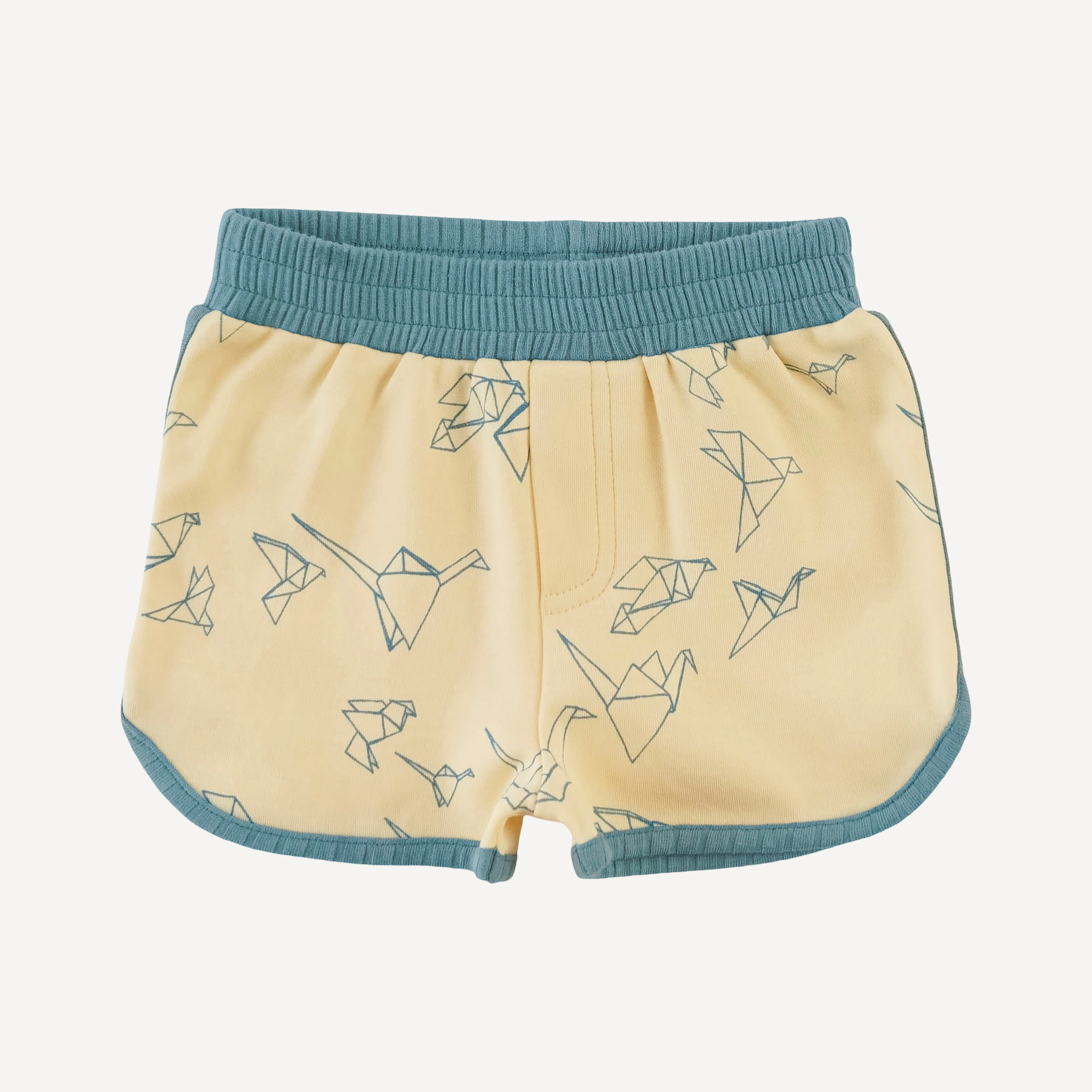 retro track short | paper cranes | organic cotton interlock