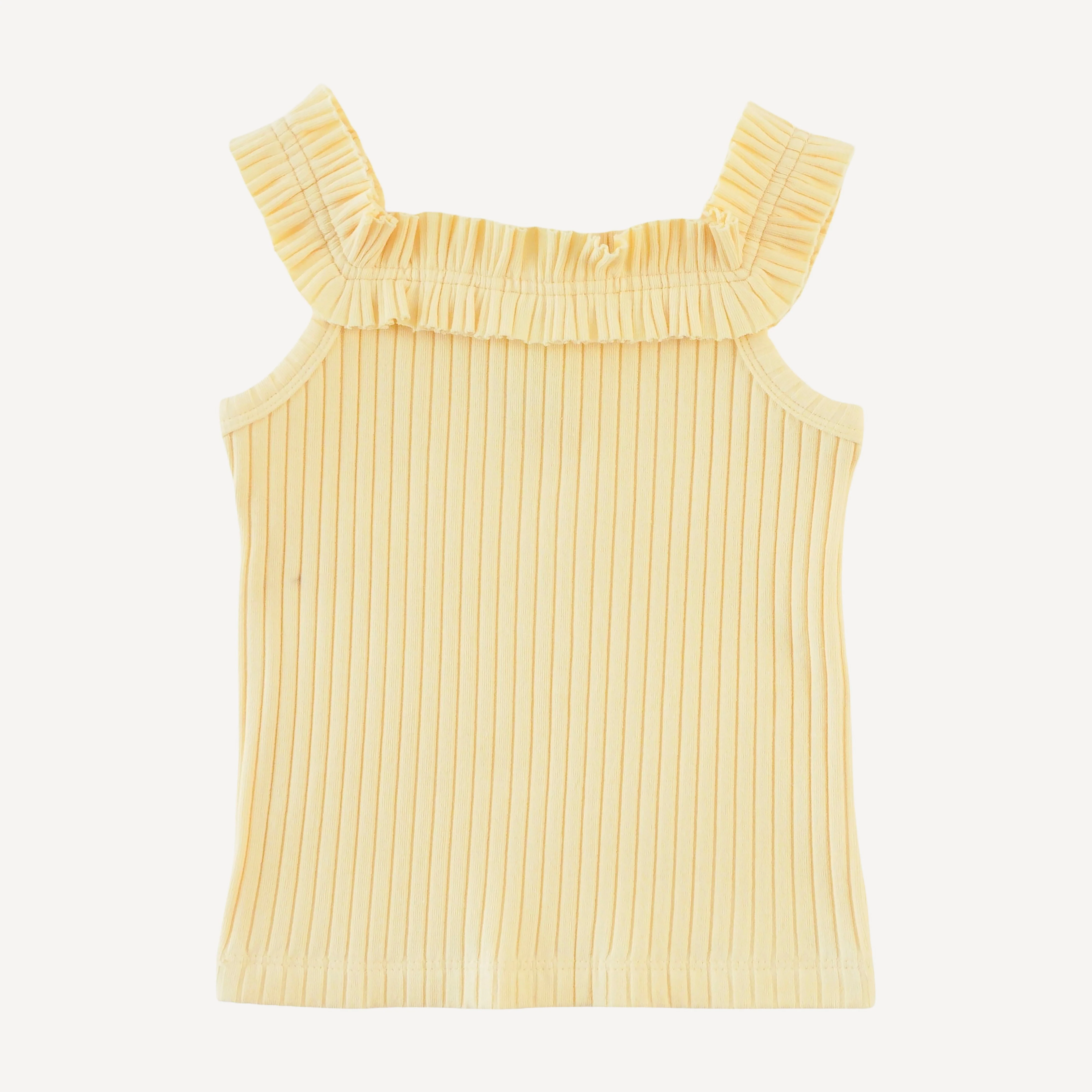 ruffle square neck tank | egg shell | organic cotton wide rib