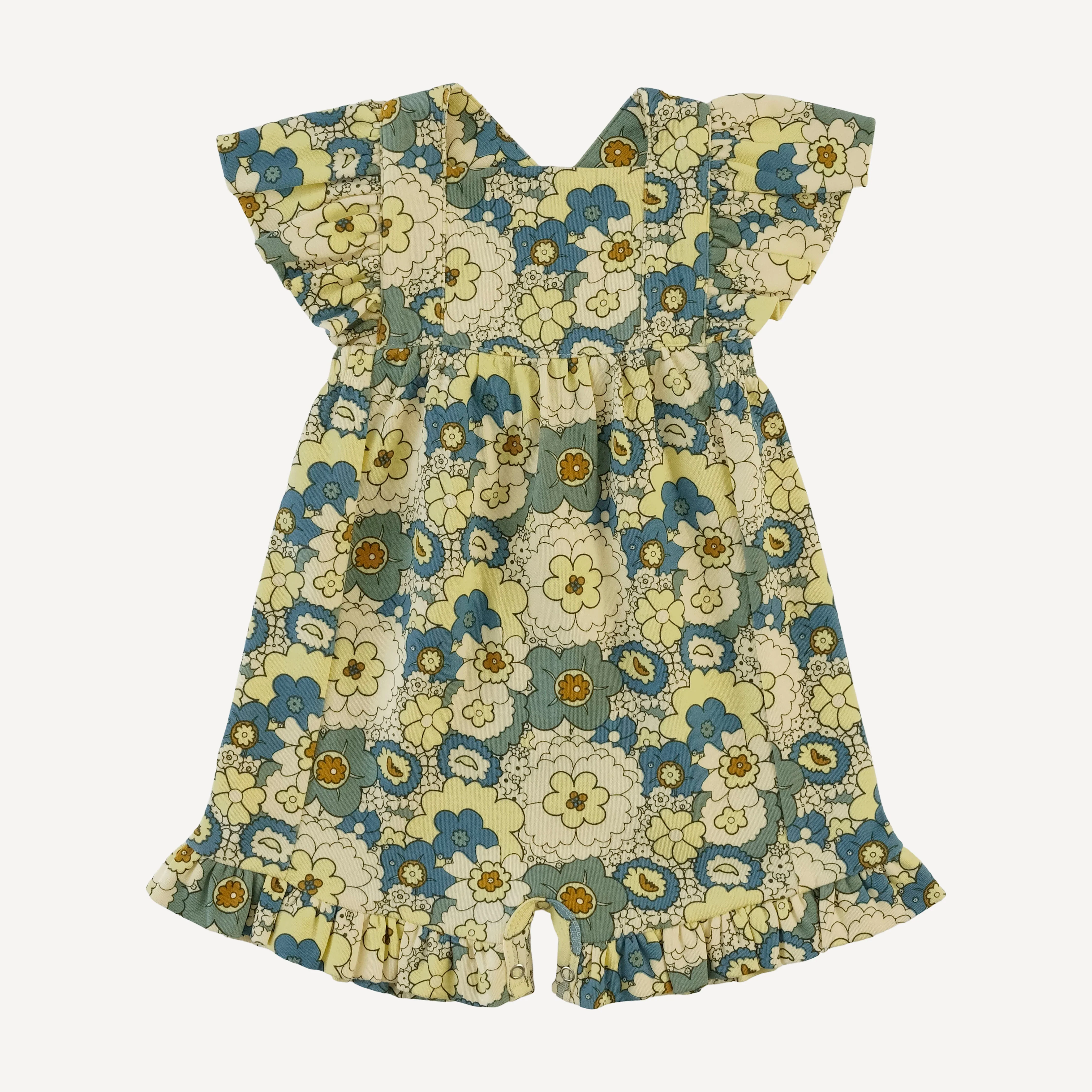 ruffle strap shortie | 60s floral | organic cotton interlock