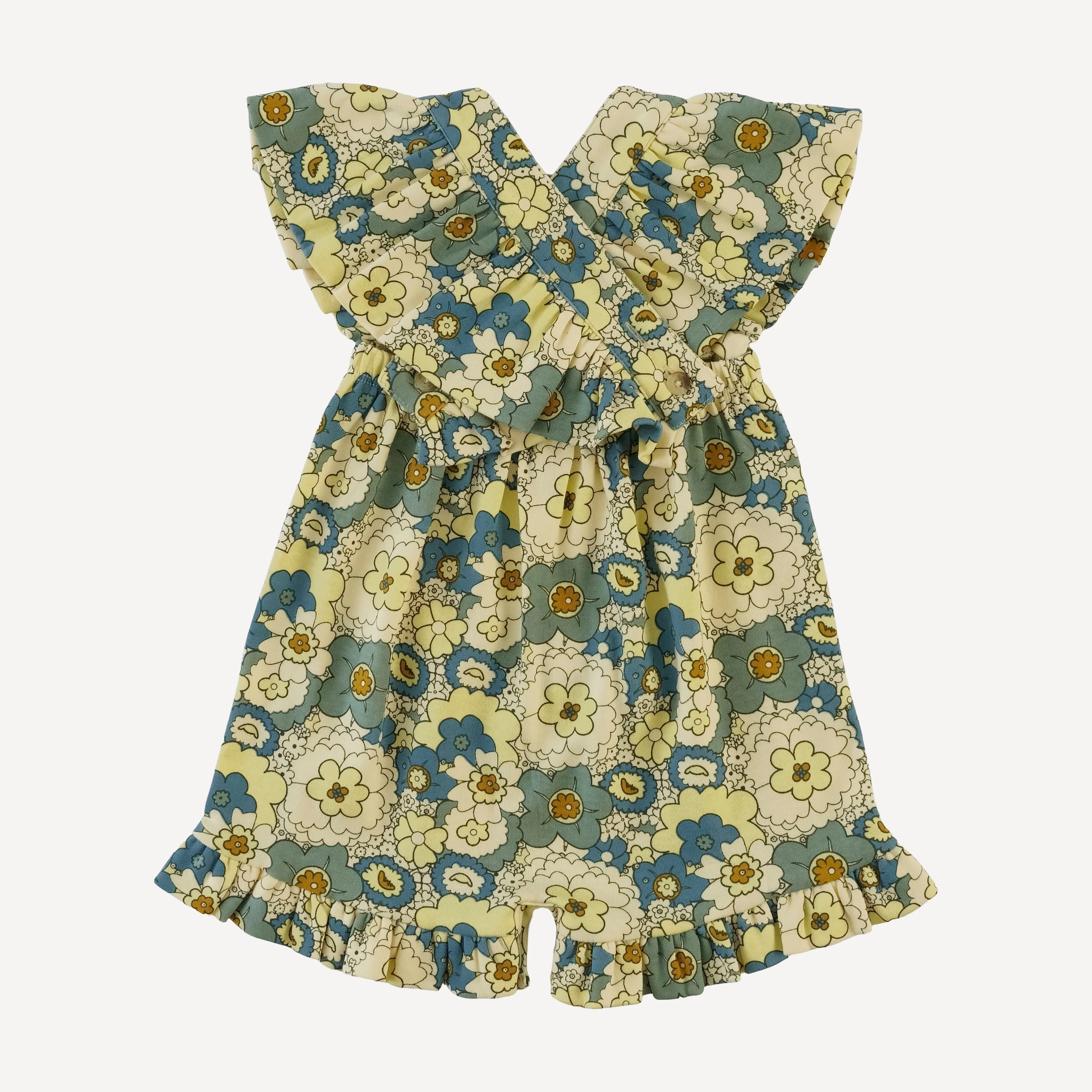 ruffle strap shortie | 60s floral | organic cotton interlock - Image 3