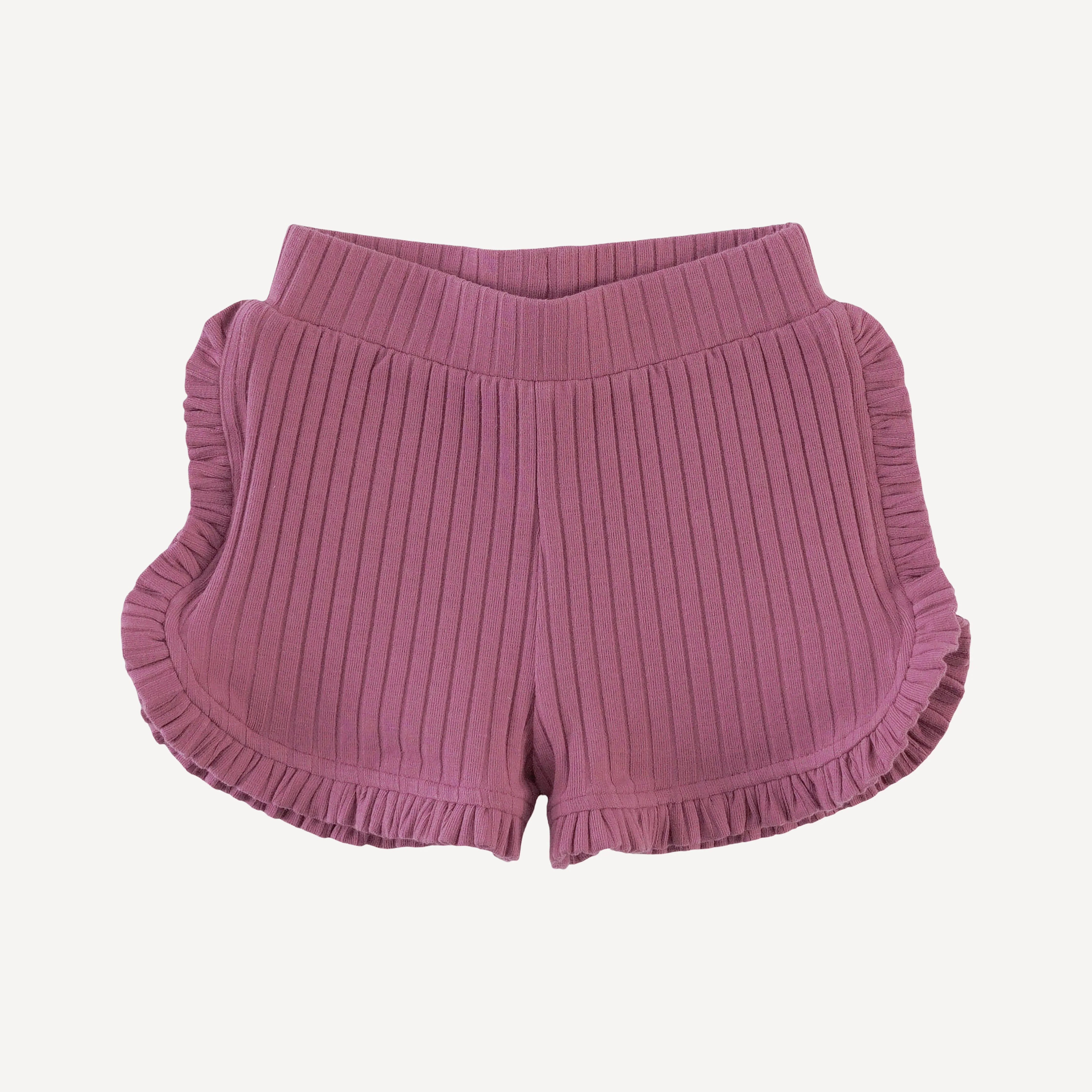 ruffle track short | fuchsia | organic cotton wide rib