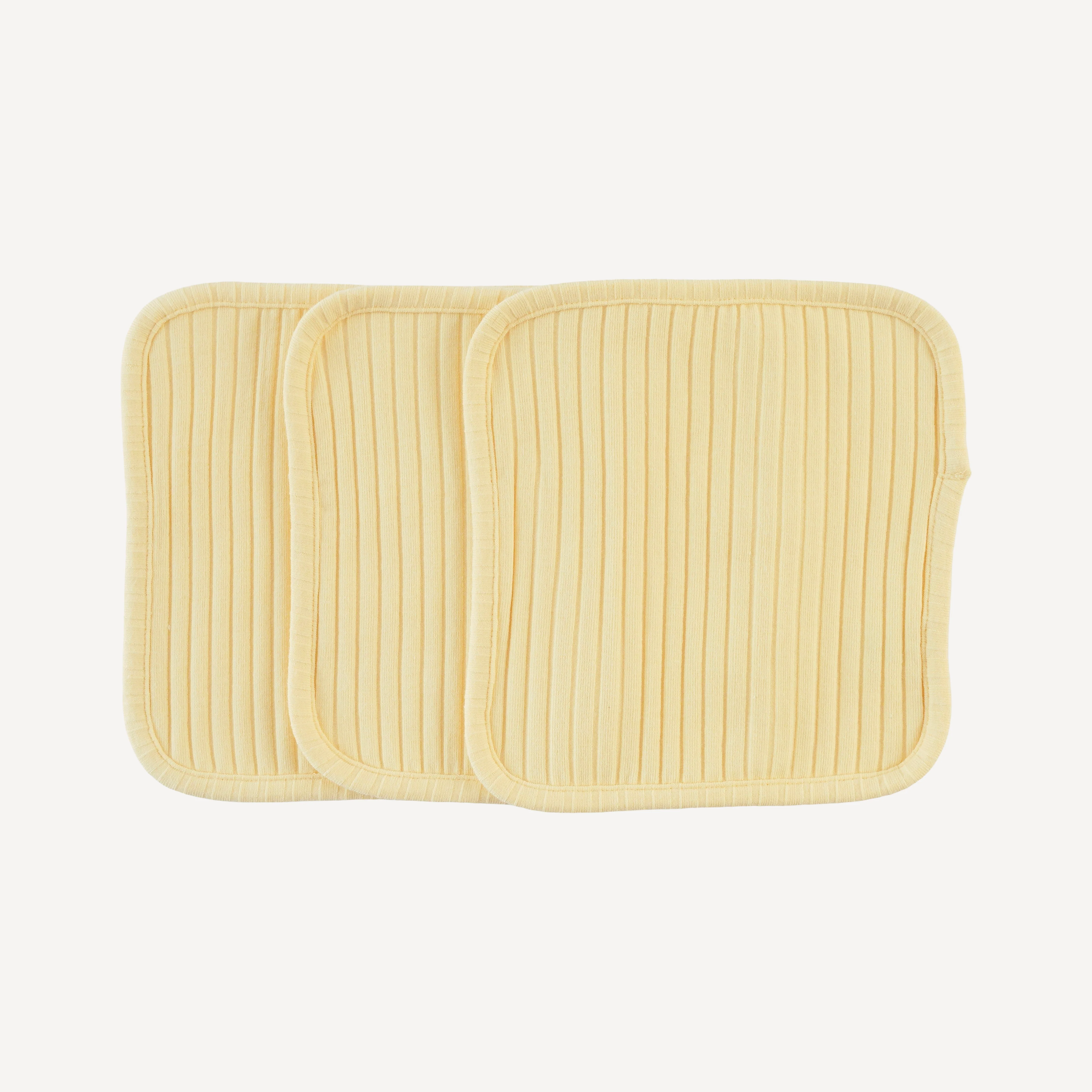 set of 3 washcloths | egg shell | organic cotton wide rib
