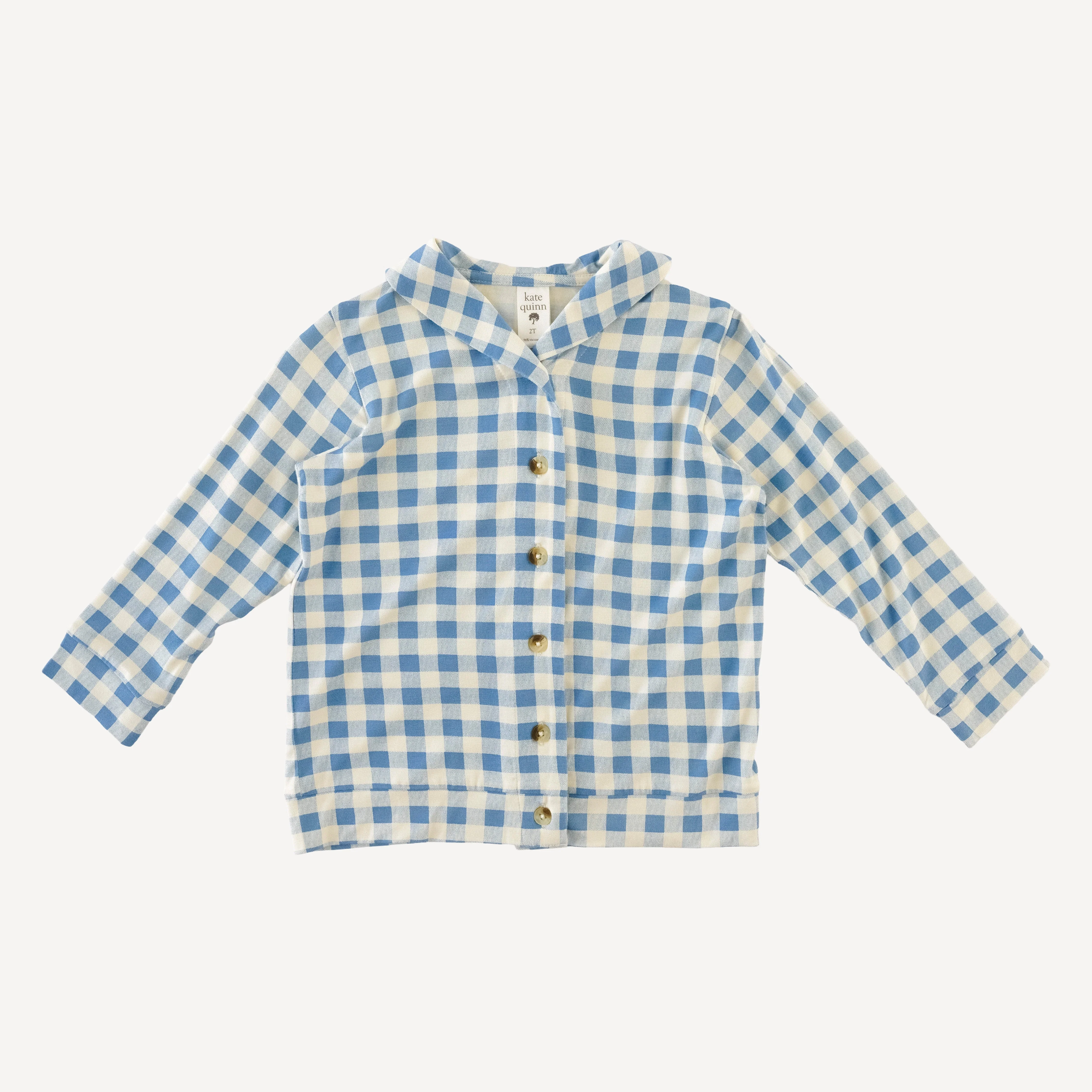 shawl cardigan | blue gingham | bamboo