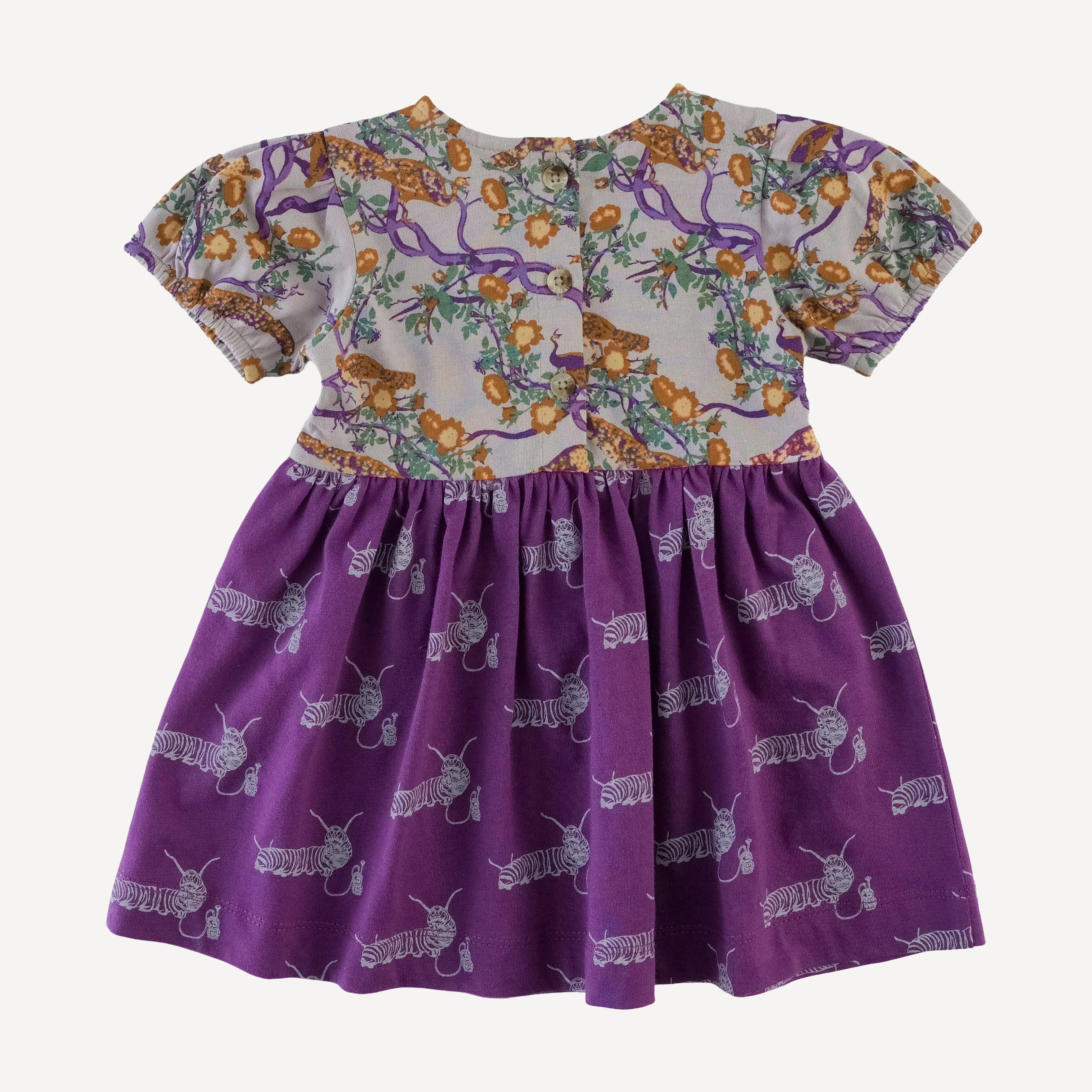 short puff sleeve ballet dress | chinoiserie peacock | organic cotton jersey - Image 3
