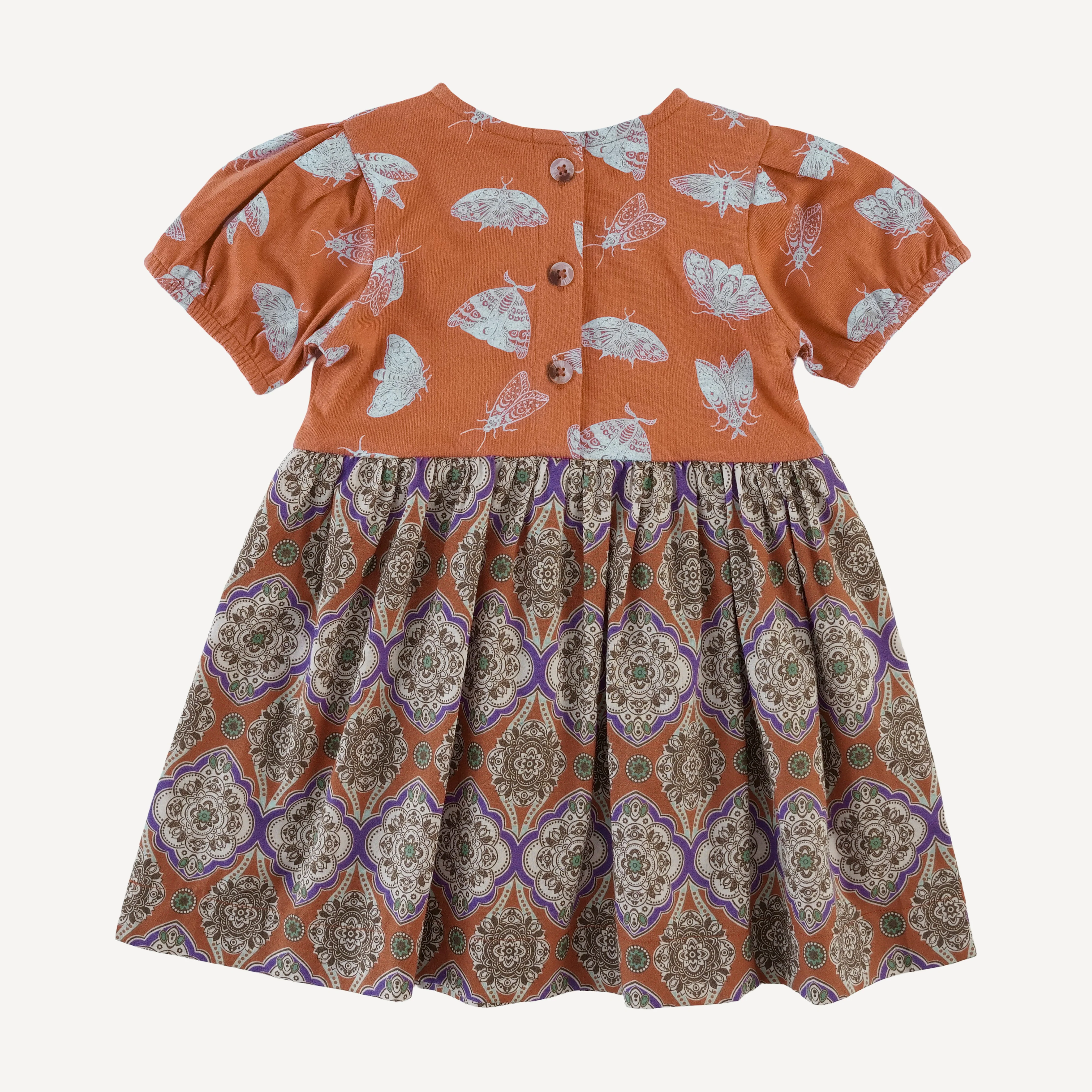 short puff sleeve ballet dress | spicy moth scatter | organic cotton jersey - Image 3