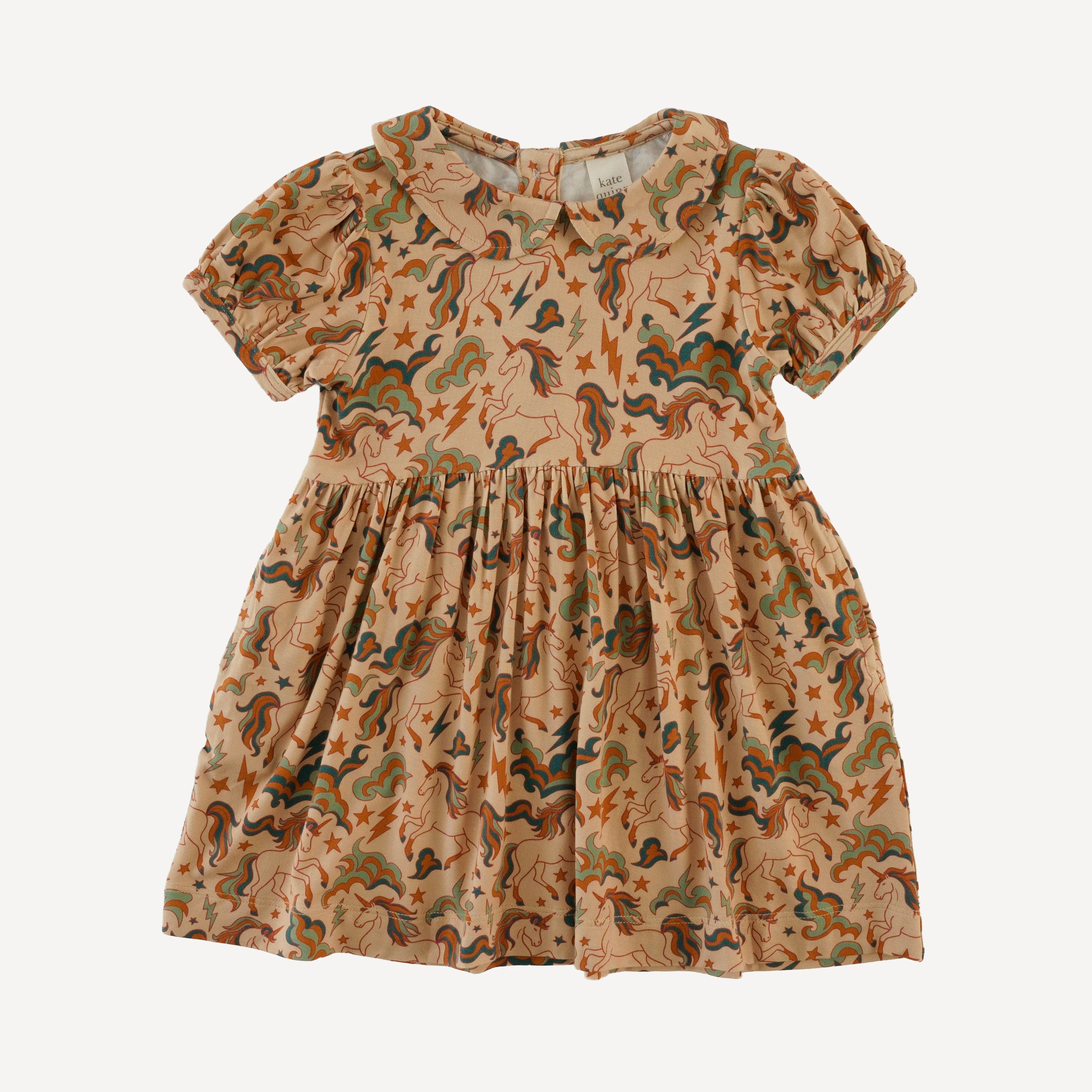 short puff sleeve peter pan dress | unicorn party | light weight bamboo