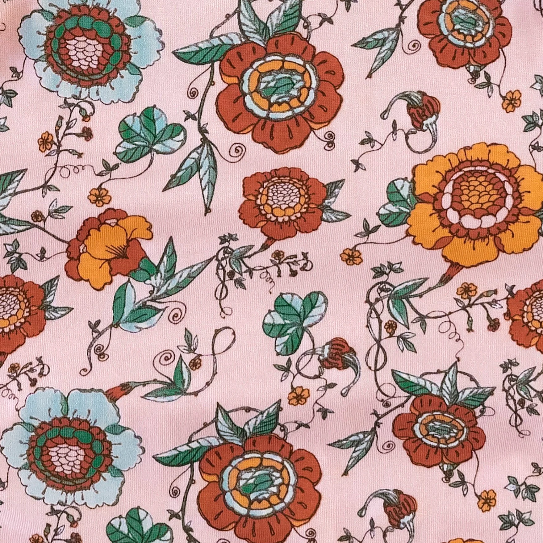 short puff sleeve peter pan tee | chinoiserie floral | organic cotton jersey - Image 2