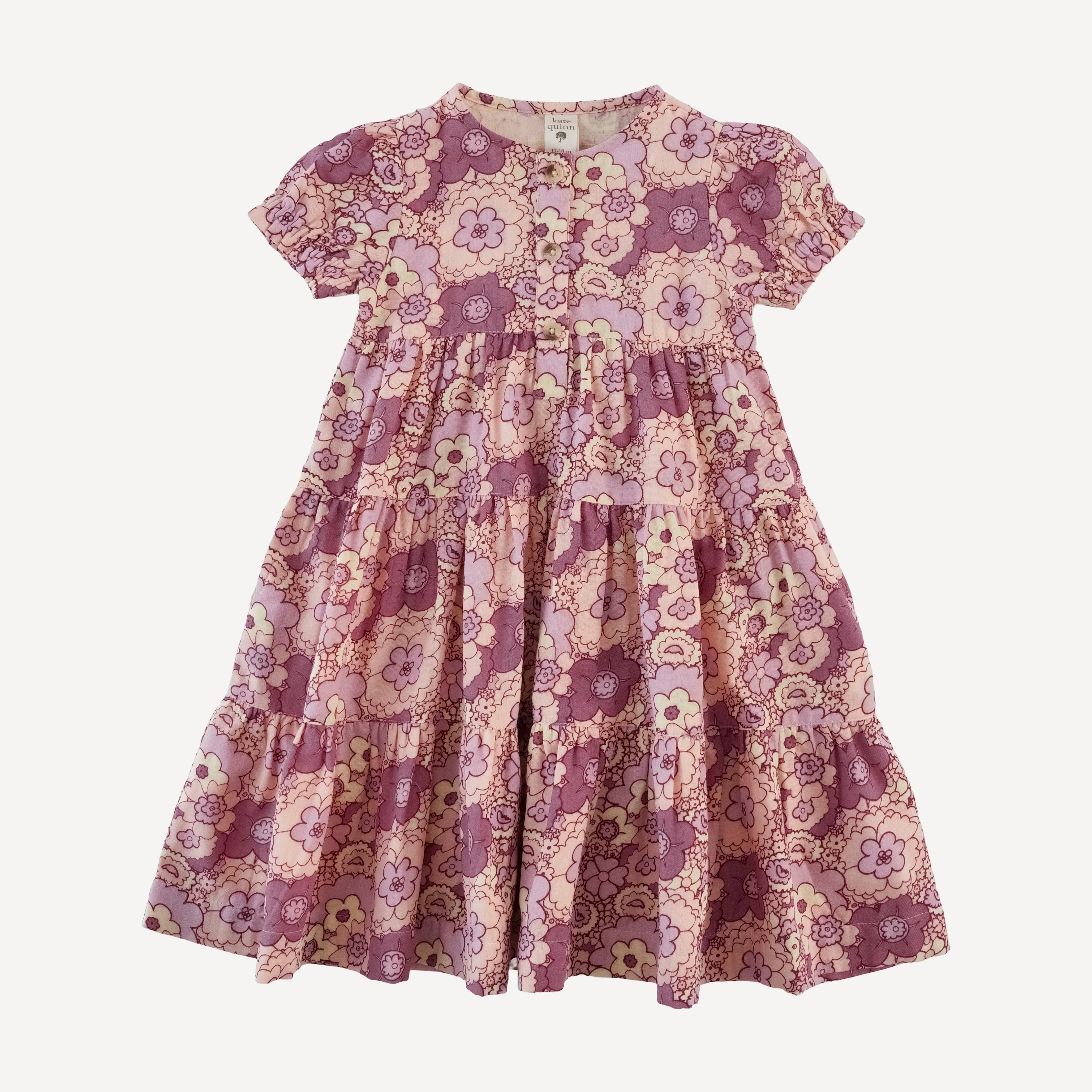 short puff sleeve prairie dress | mauve 60s floral | organic cotton gauze