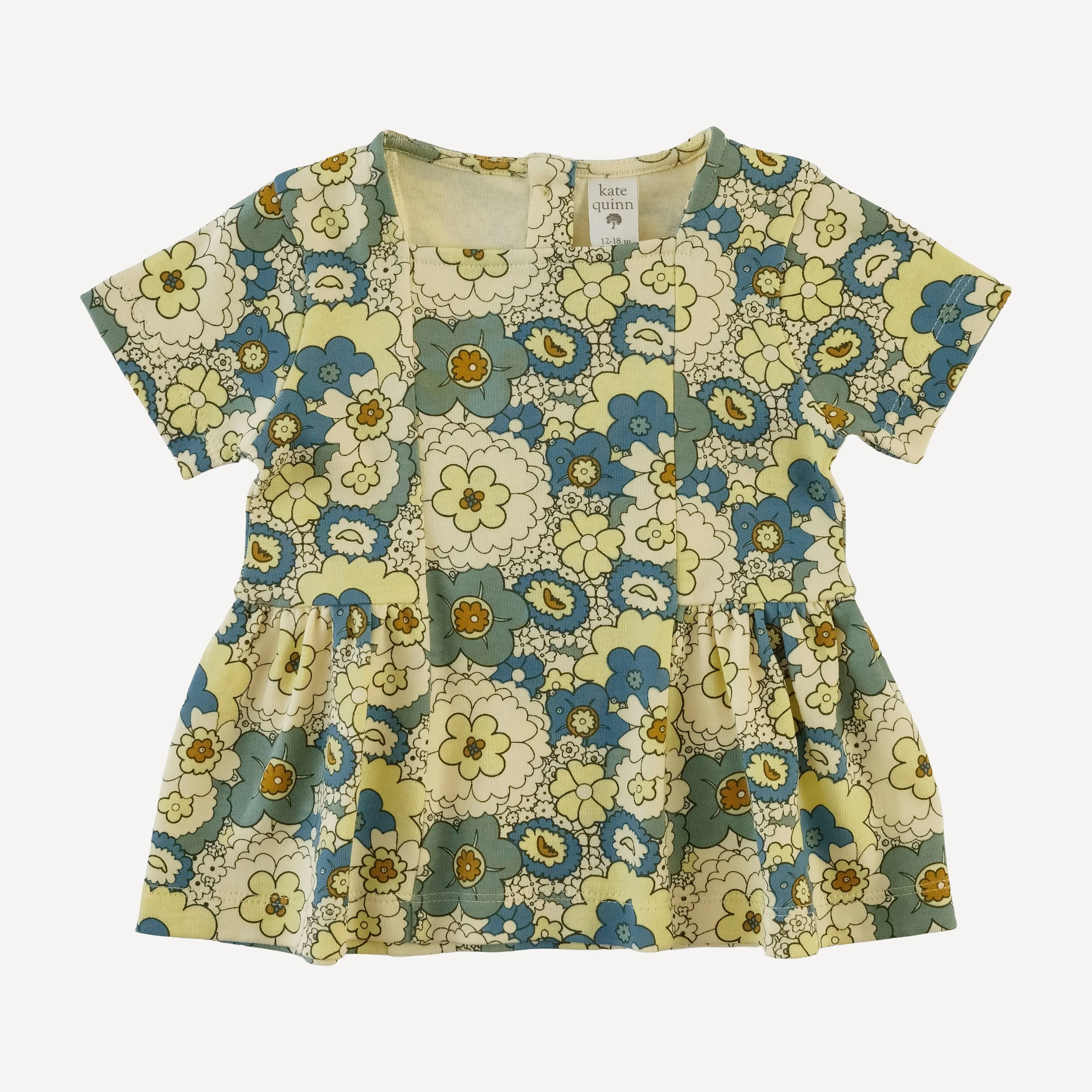 short sleeve ballerina top | 60s floral | organic cotton interlock