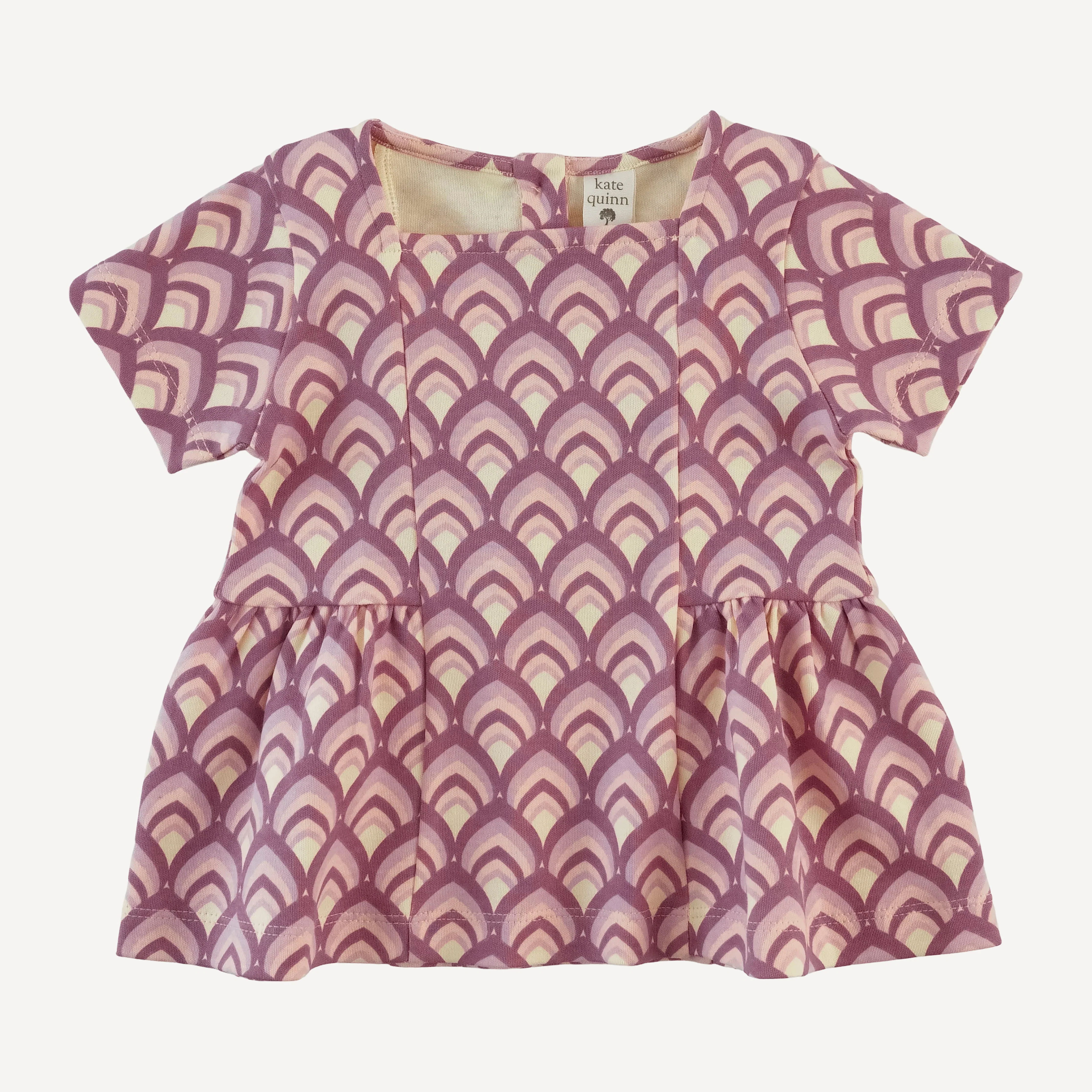 short sleeve ballerina top | mauve modern feather | organic cotton interlock