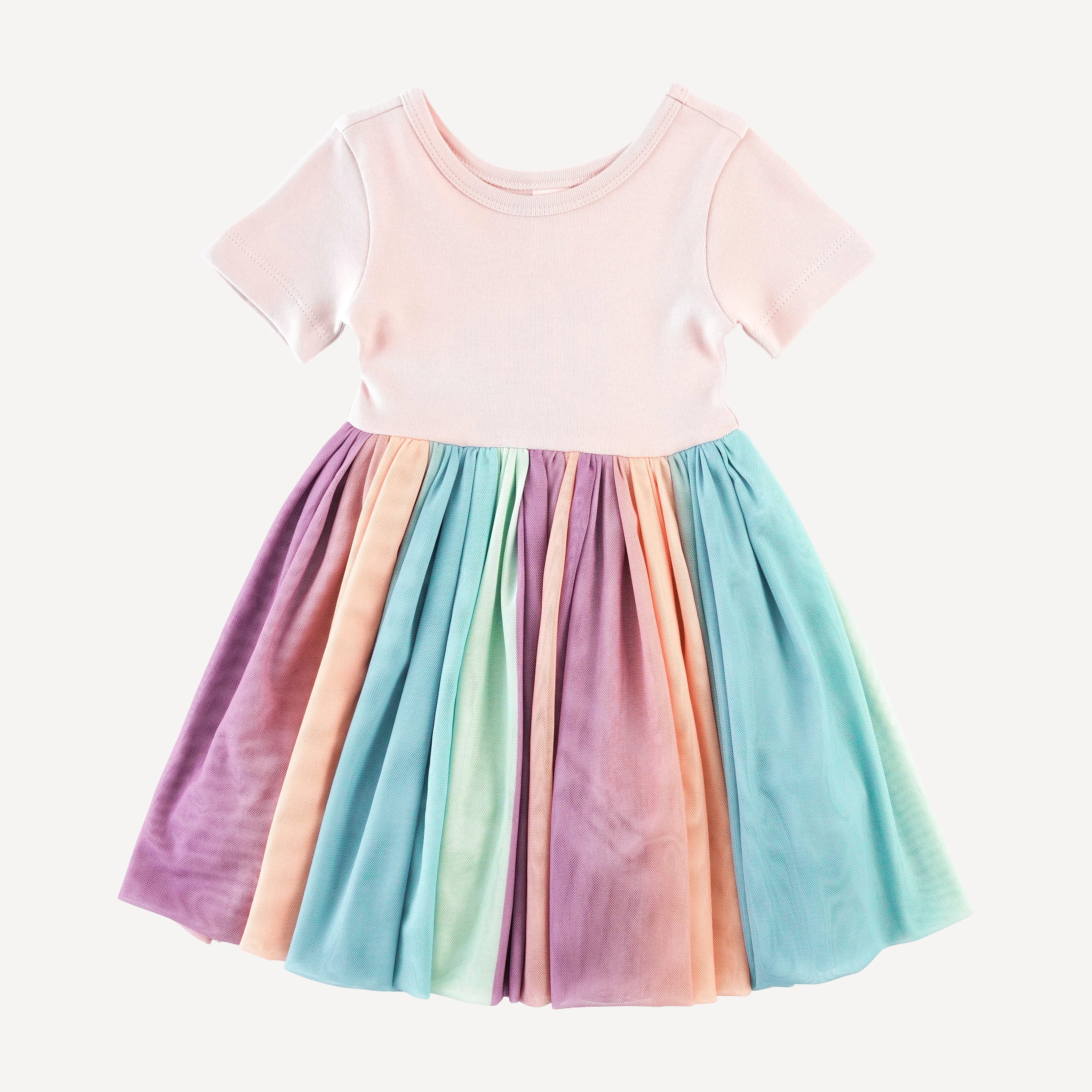 short sleeve ballerina tulle dress | blush | organic cotton interlock