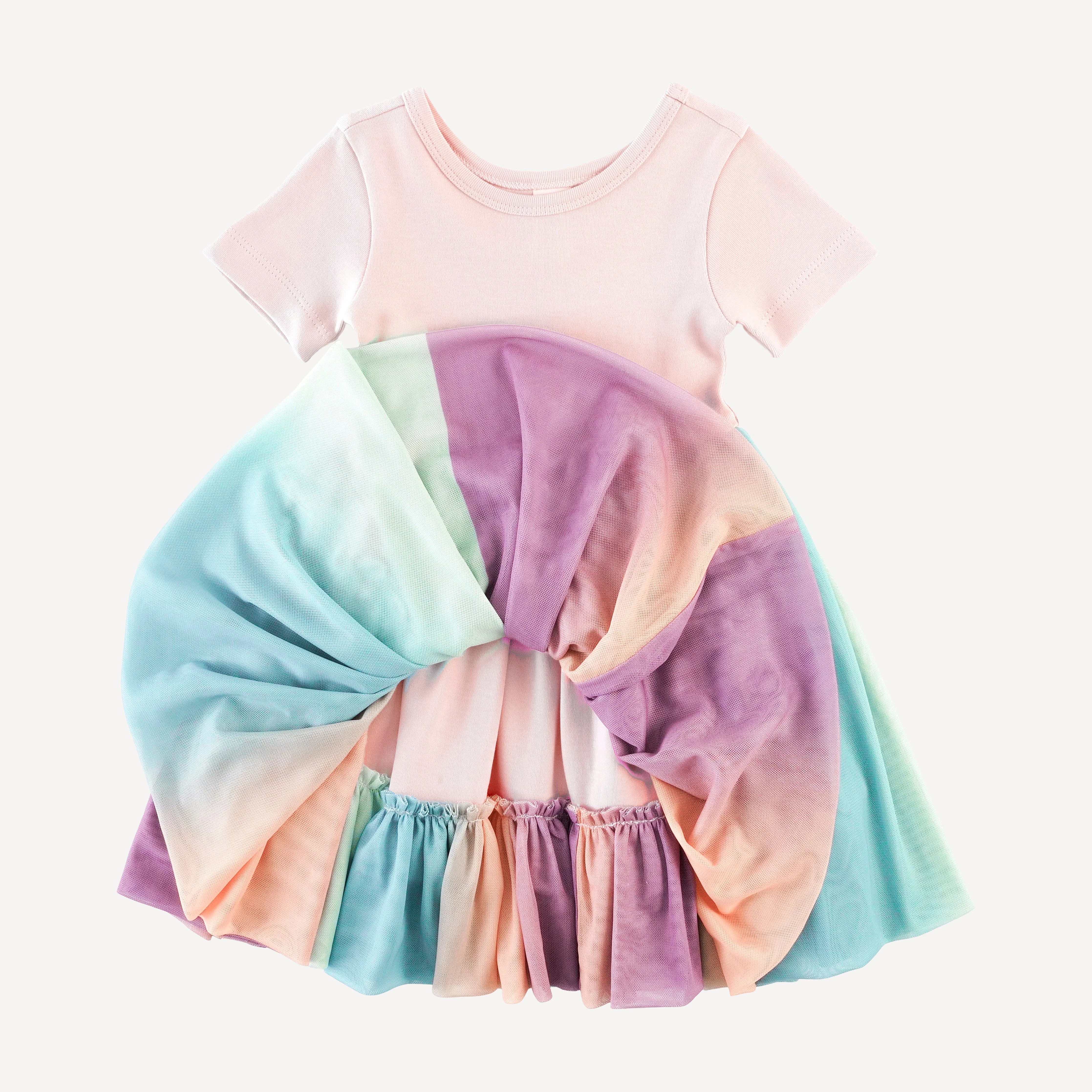 short sleeve ballerina tulle dress | blush | organic cotton interlock - Image 2