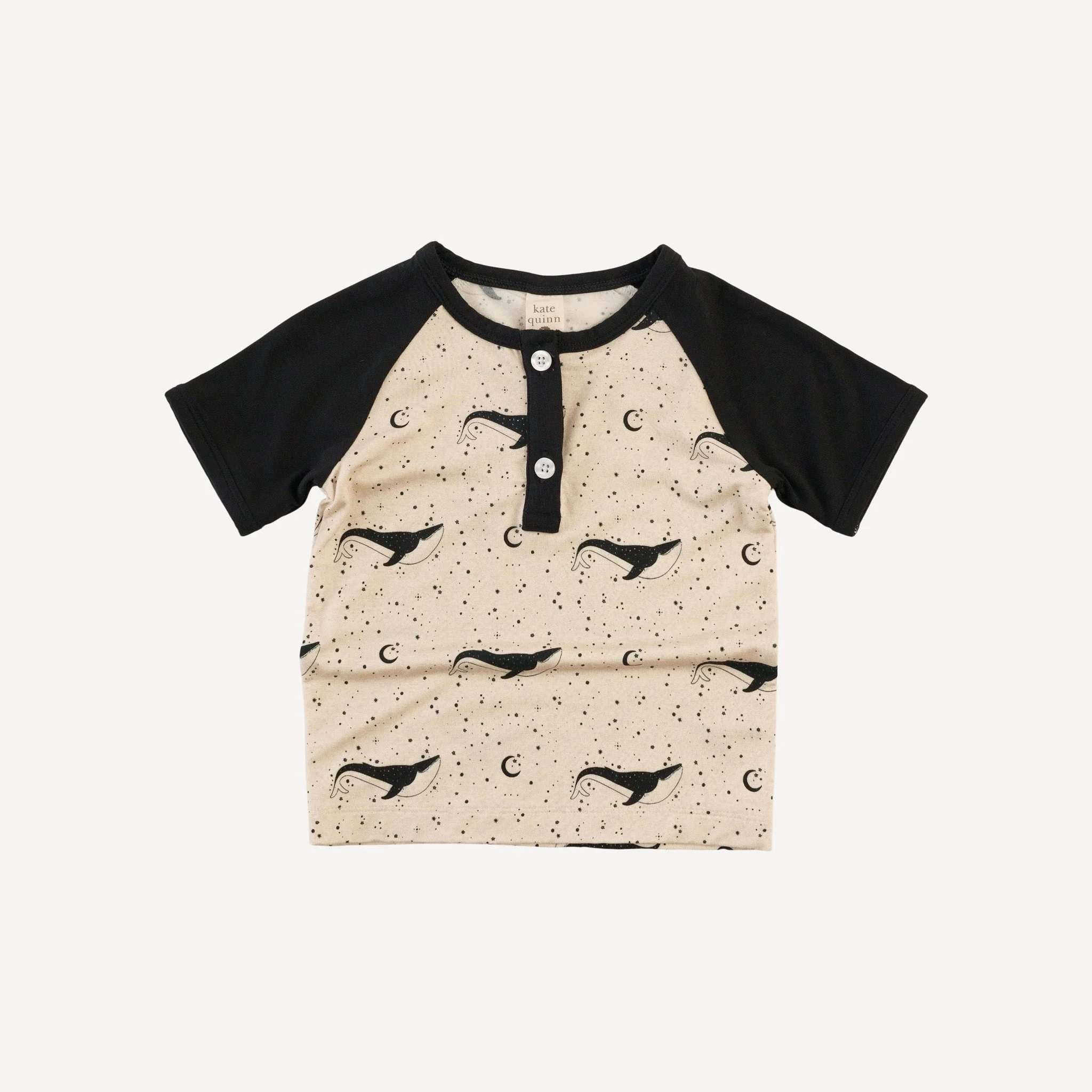 short sleeve baseball henley tee | mystical whale | light weight bamboo