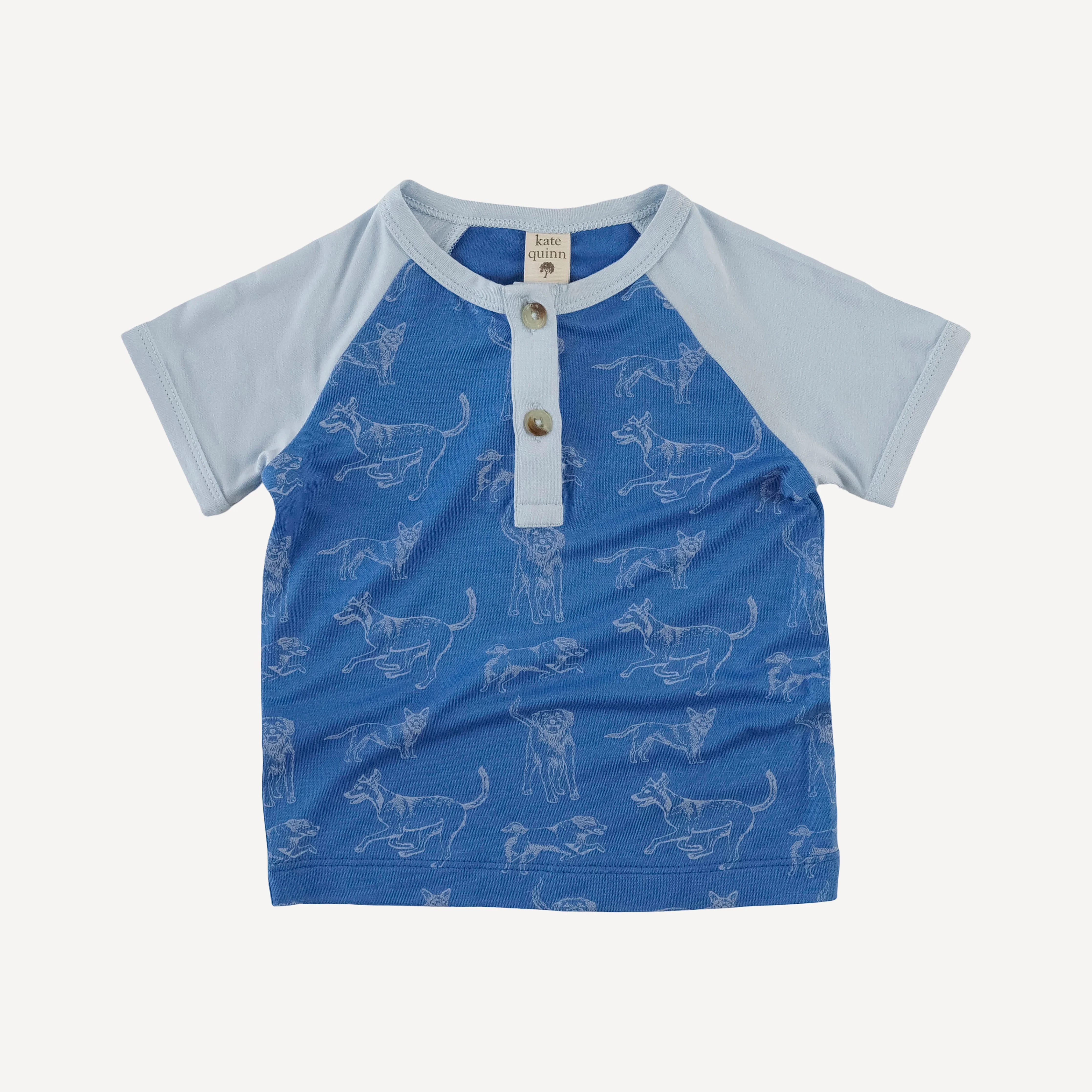 short sleeve baseball tee | blue mutts | bamboo