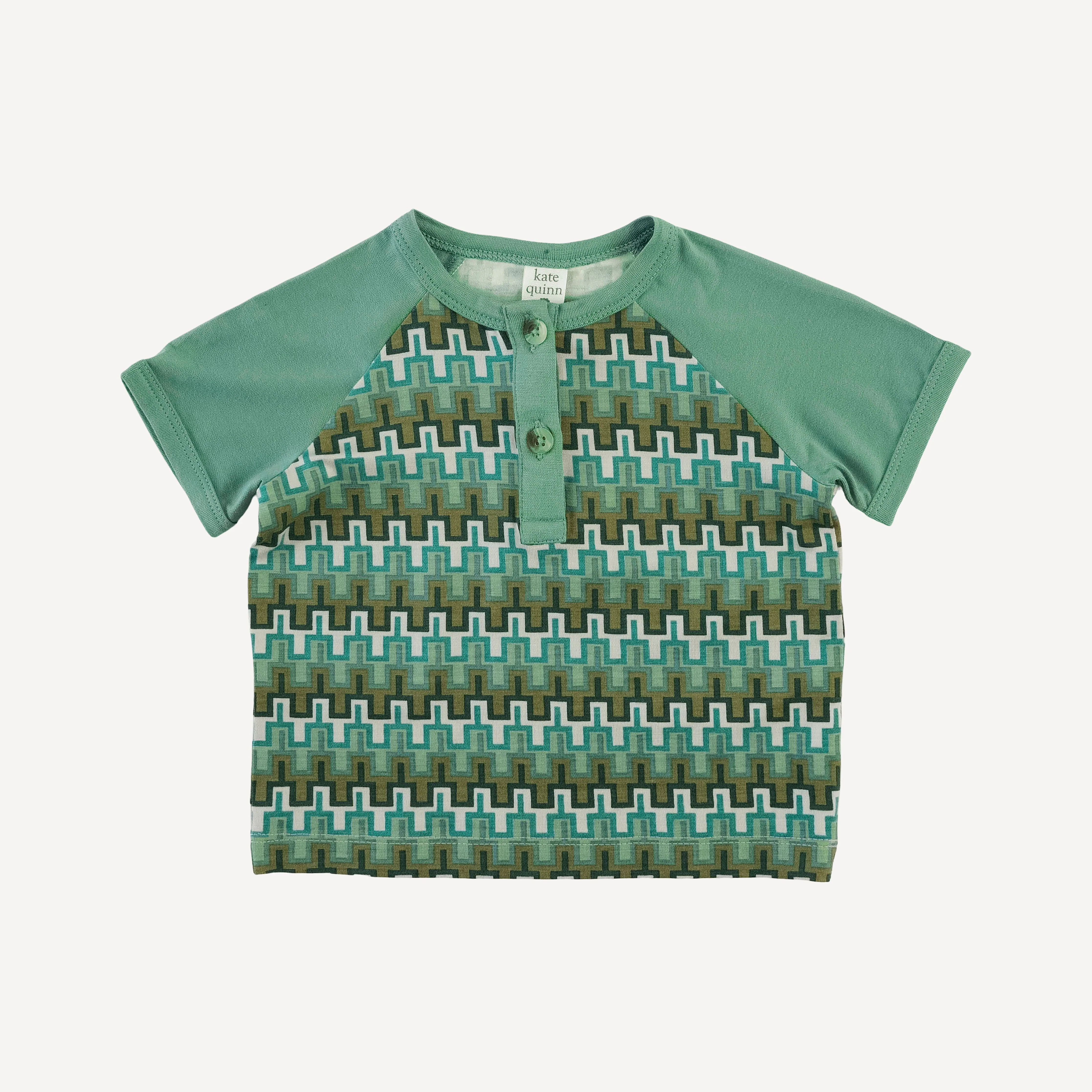 short sleeve baseball tee | mini green taffy stripe | bamboo