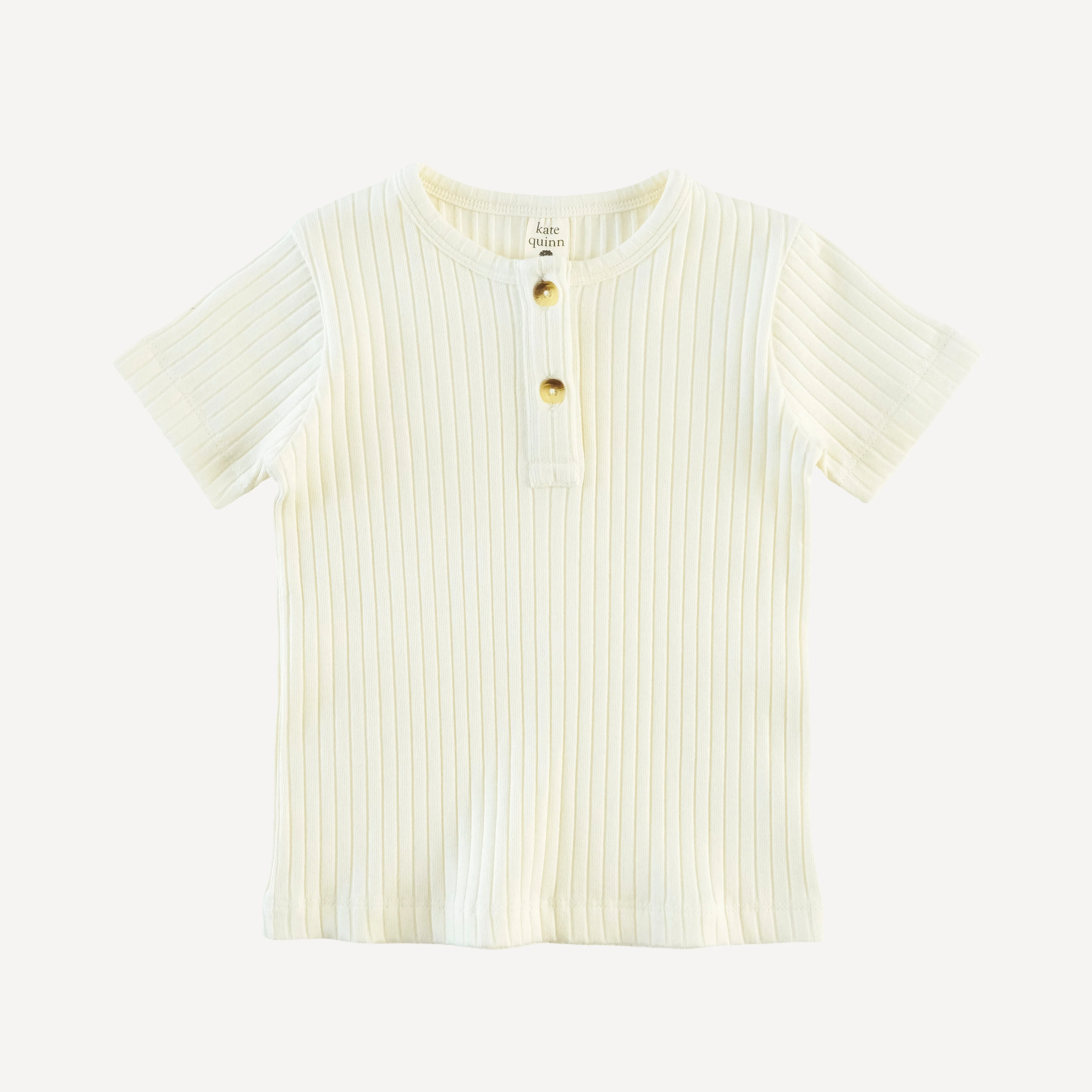 short sleeve basic henley tee | coconut | organic cotton wide rib