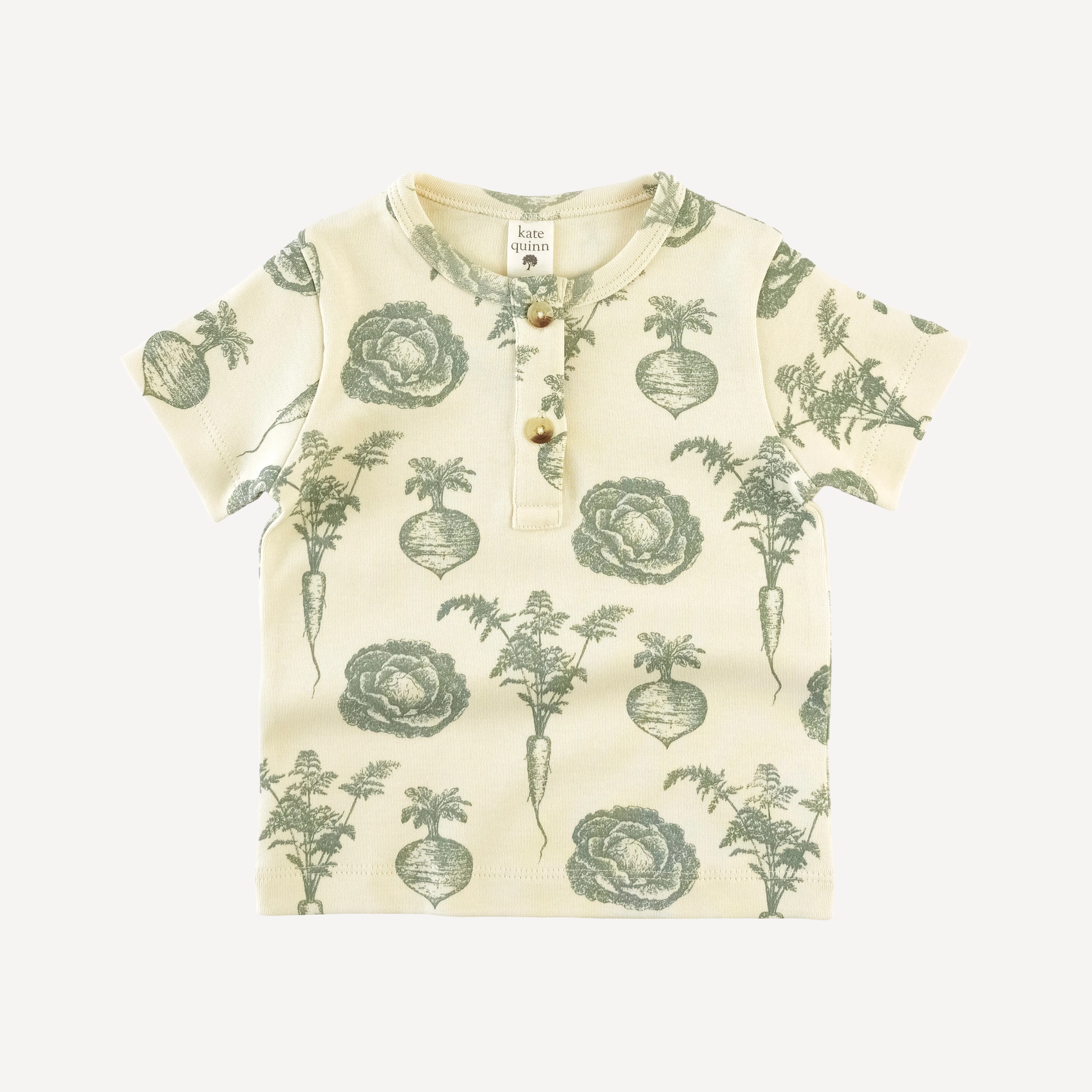 short sleeve basic henley tee | jadeite veggies | organic cotton interlock