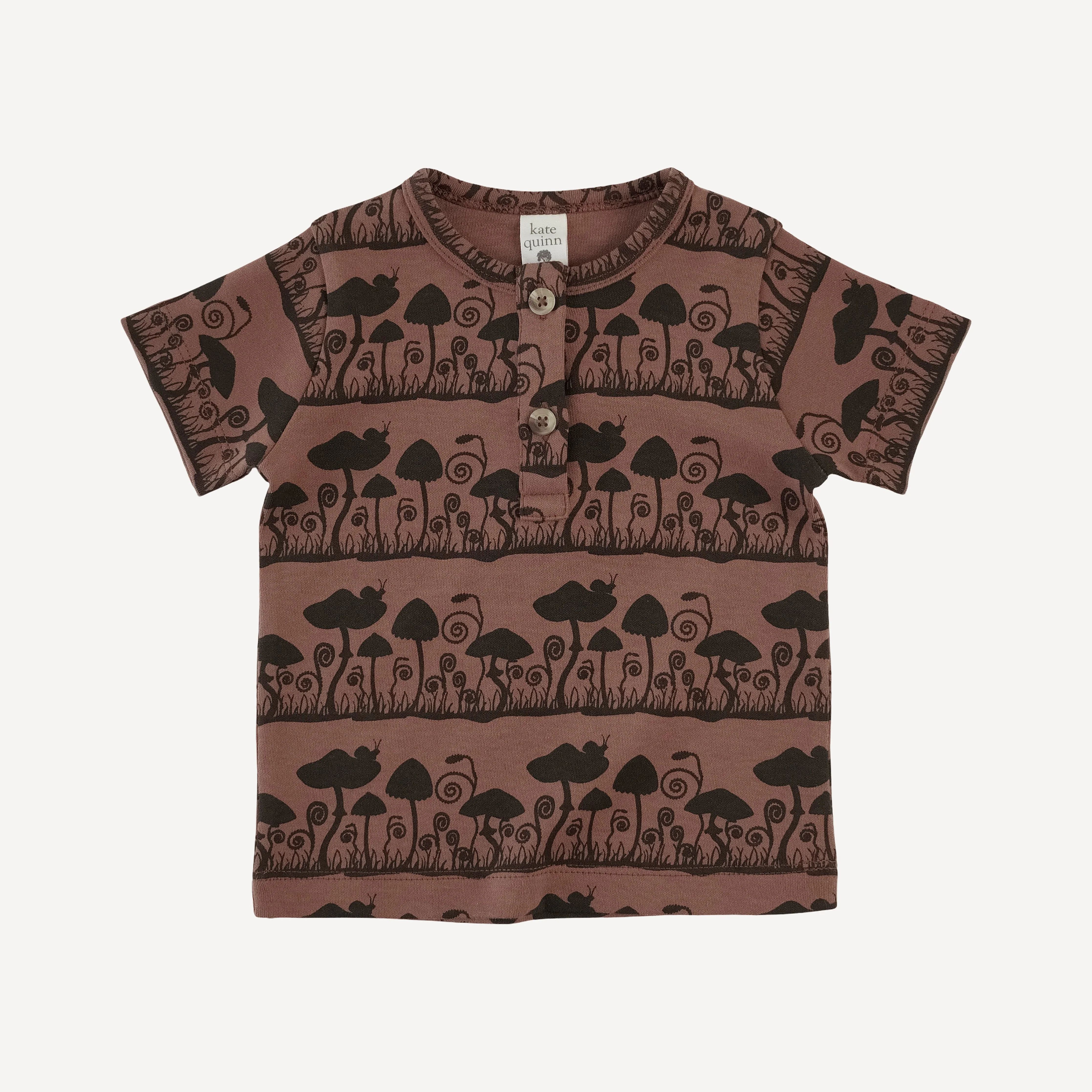 short sleeve basic henley tee | mushroom | organic cotton interlock