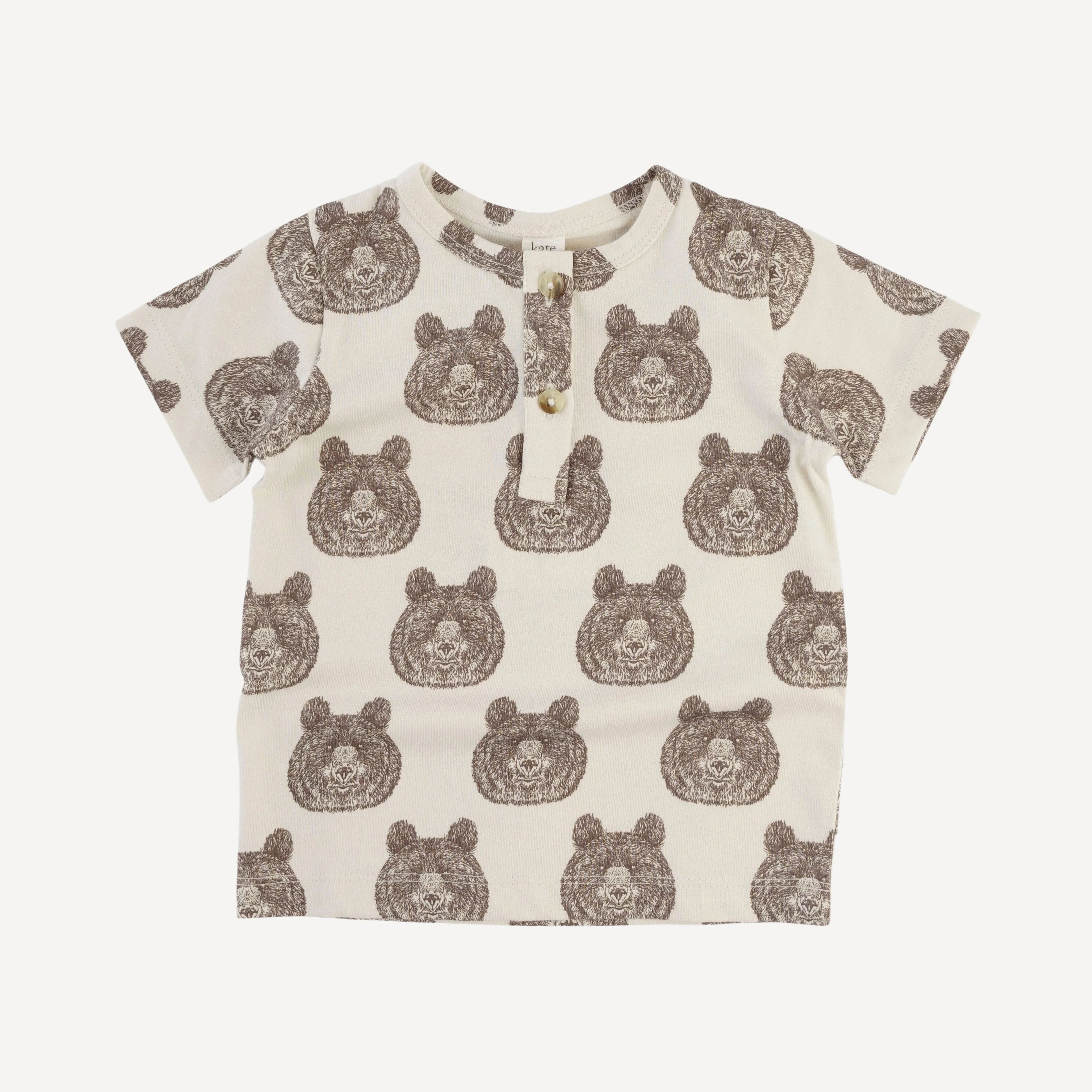 short sleeve basic henley tee | papa bear | organic cotton jersey