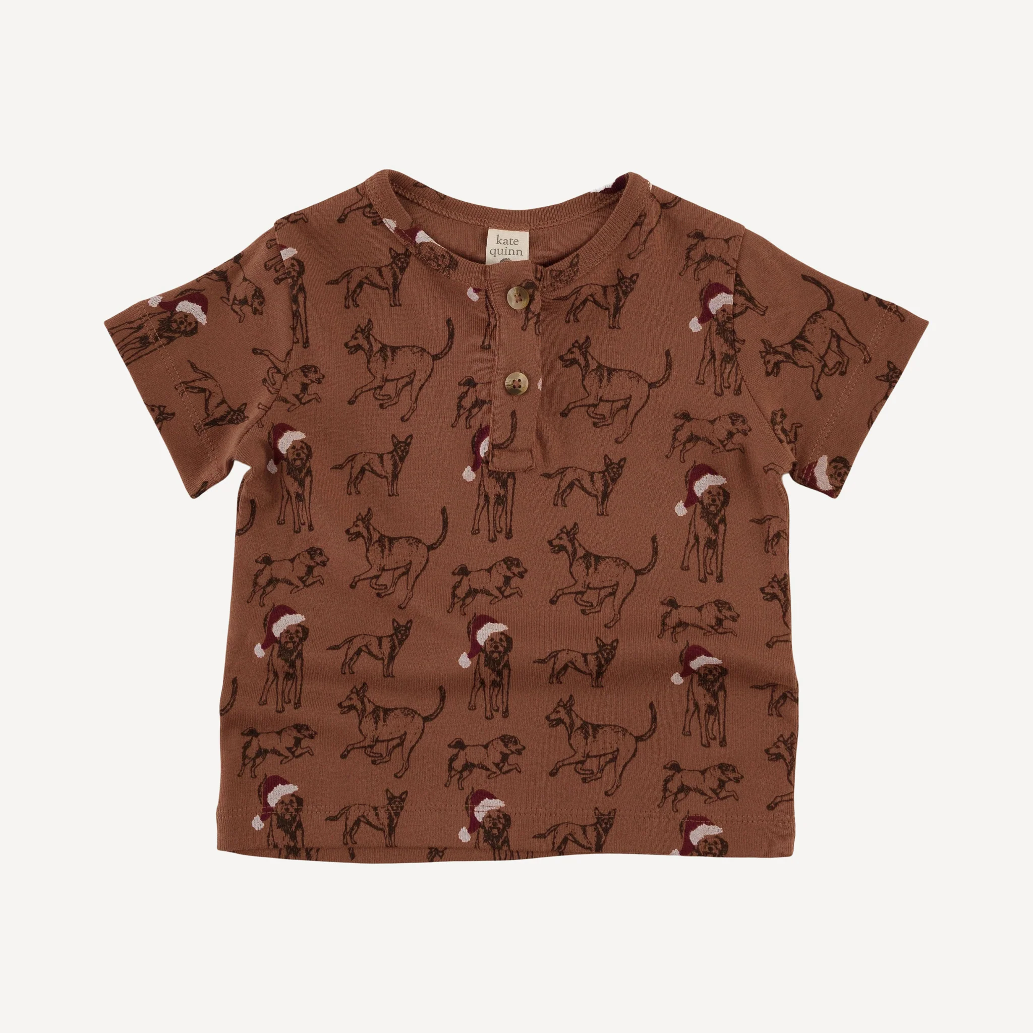 short sleeve basic henley tee | santa mutts | organic cotton flat rib