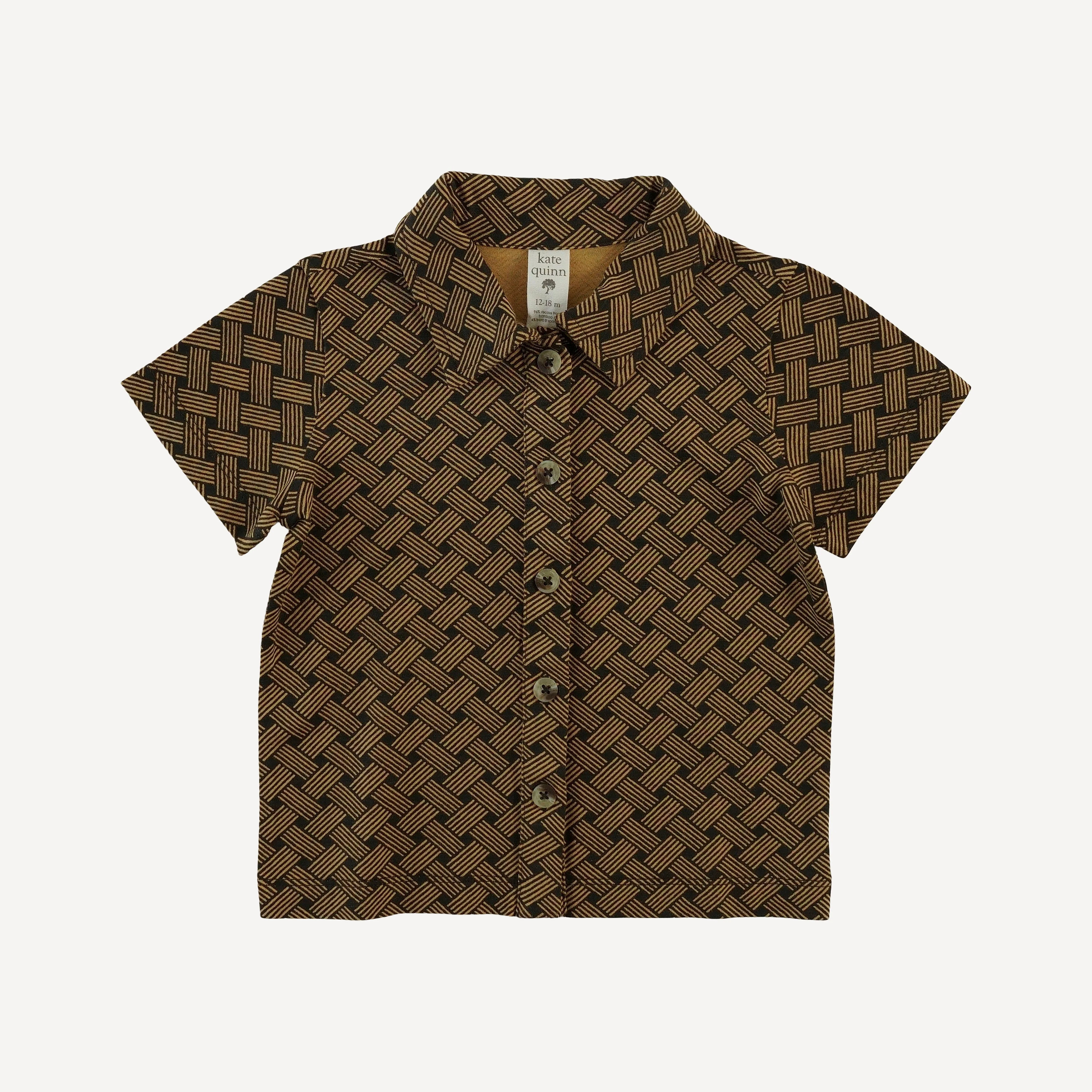 short sleeve button down shirt | golden basketweave | bamboo