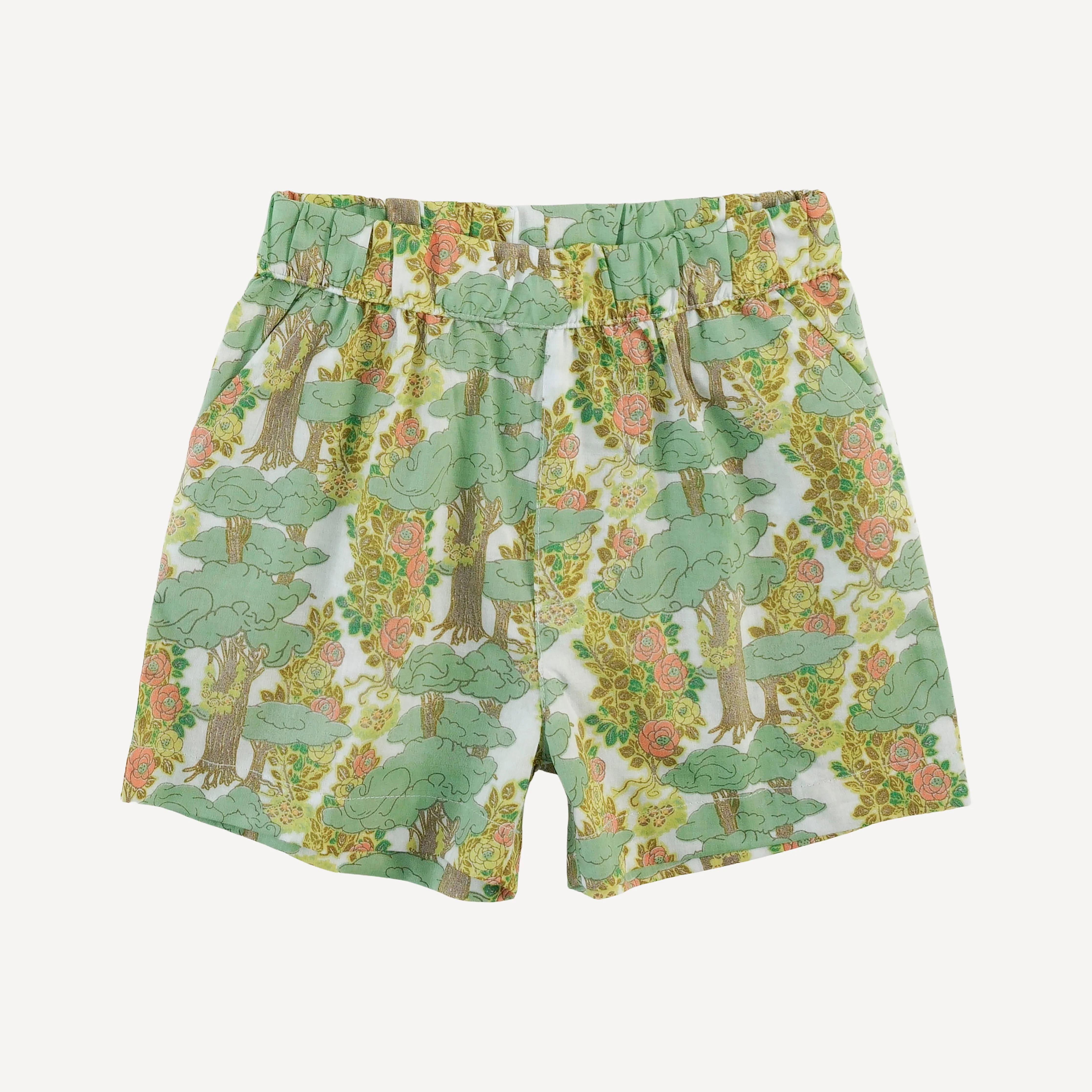 short sleeve button pintuck shirt + relaxed short set | goldilocks morning woods | organic cotton woven - Image 4
