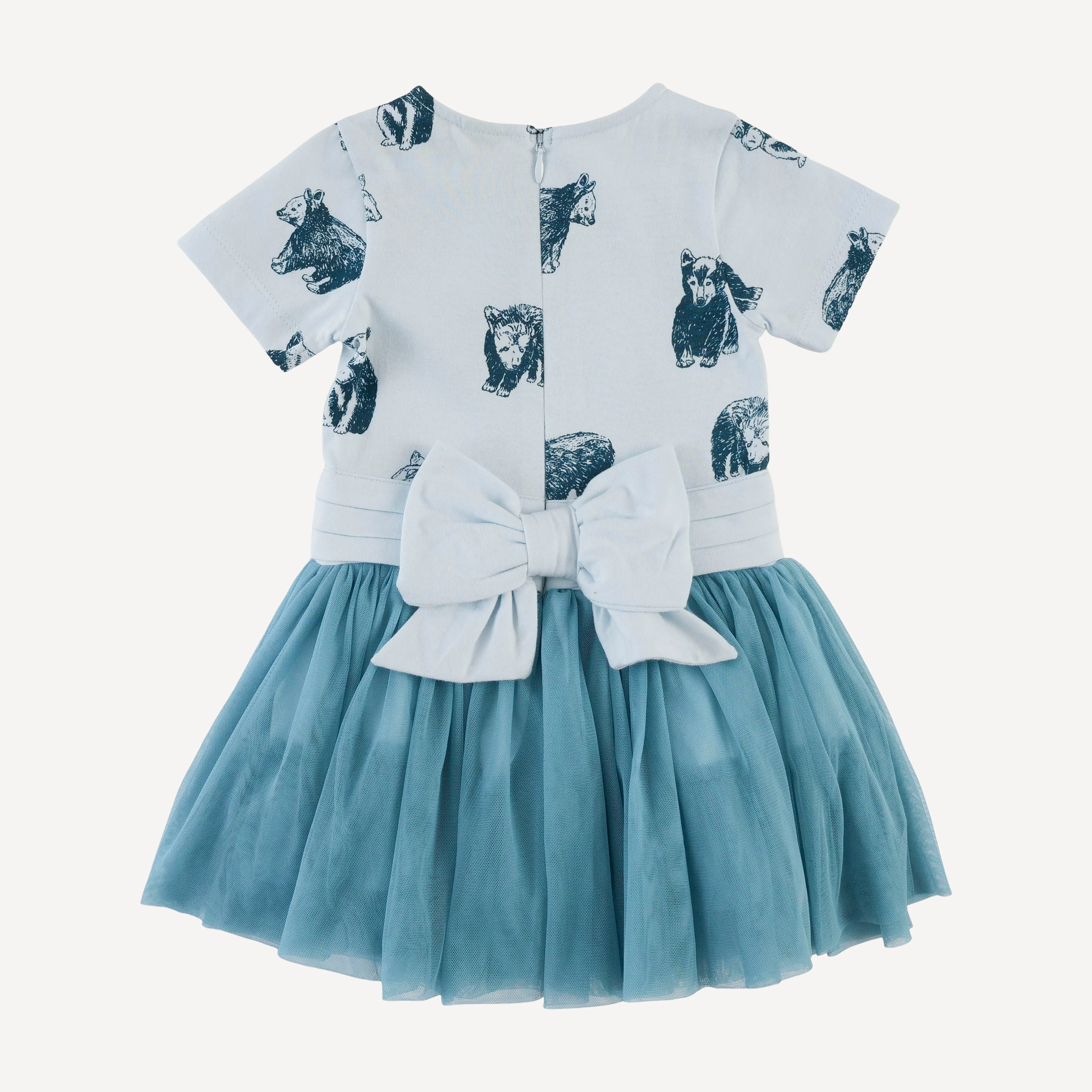 short sleeve classic tulle ballet dress | blue bear cubs | organic cotton jersey - Image 4