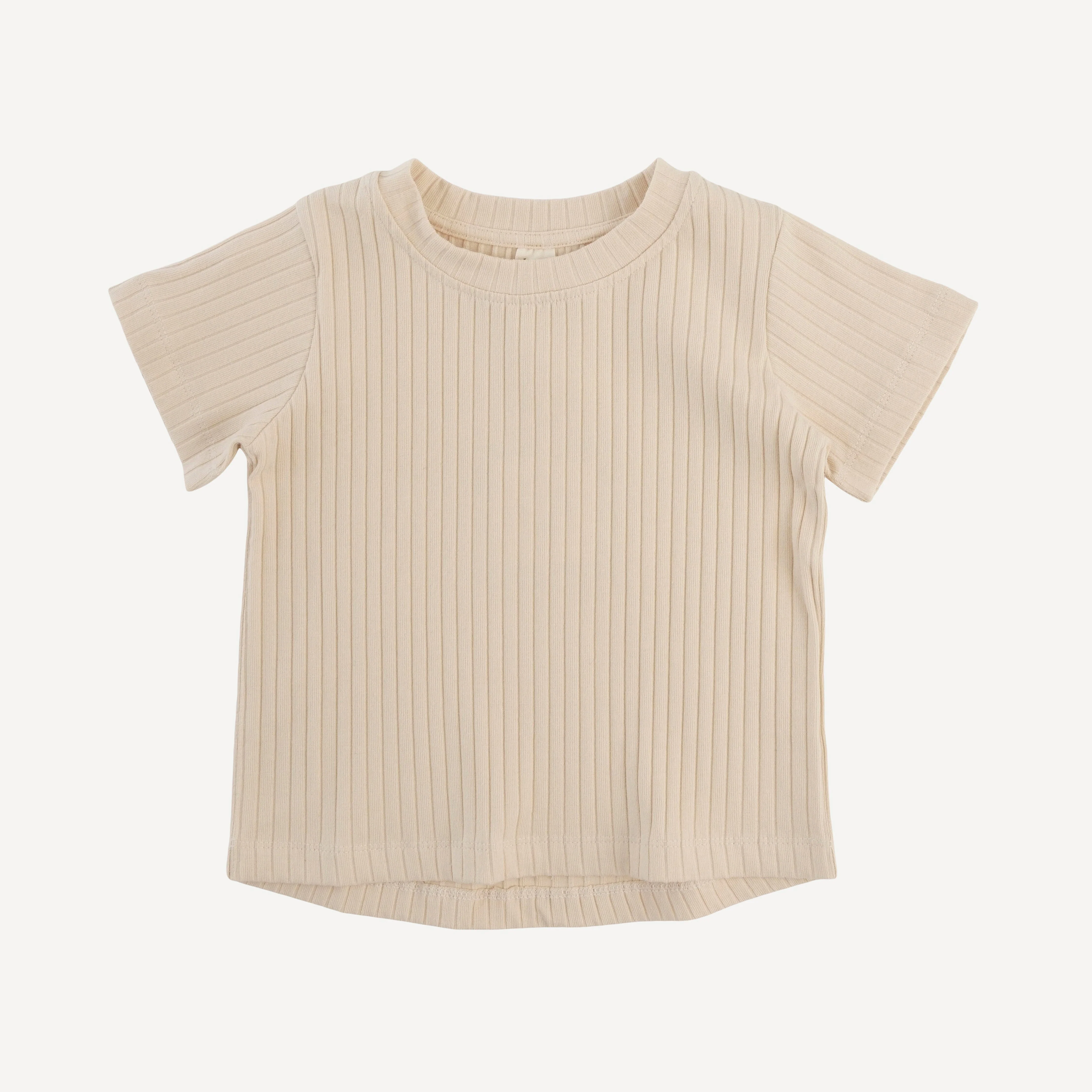 short sleeve essential boxy tee | oatmeal | organic cotton wide rib