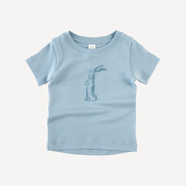 short sleeve essential boxy tee | plush rabbit screen | organic cotton interlock