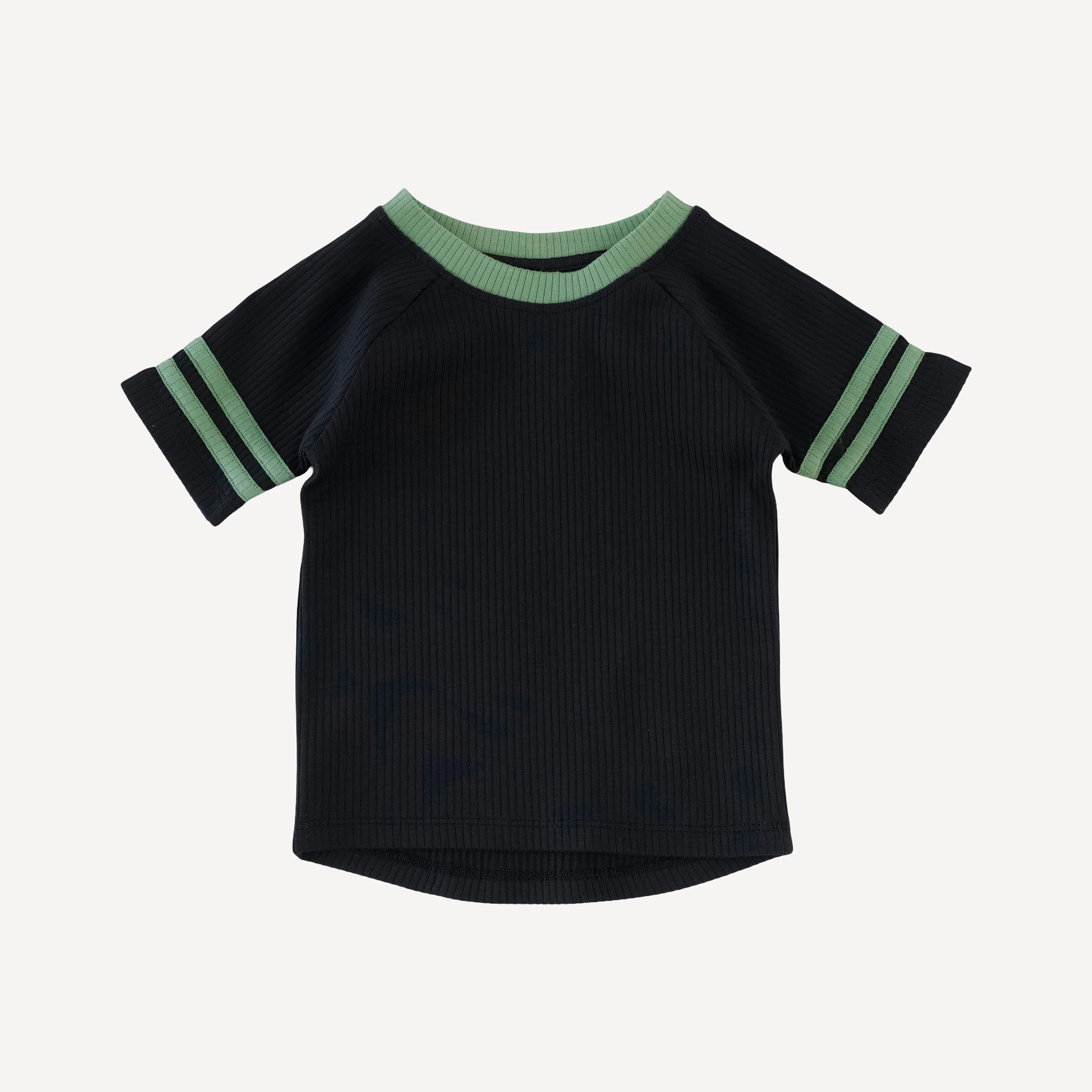 short sleeve football set | black | organic cotton single rib - Image 3