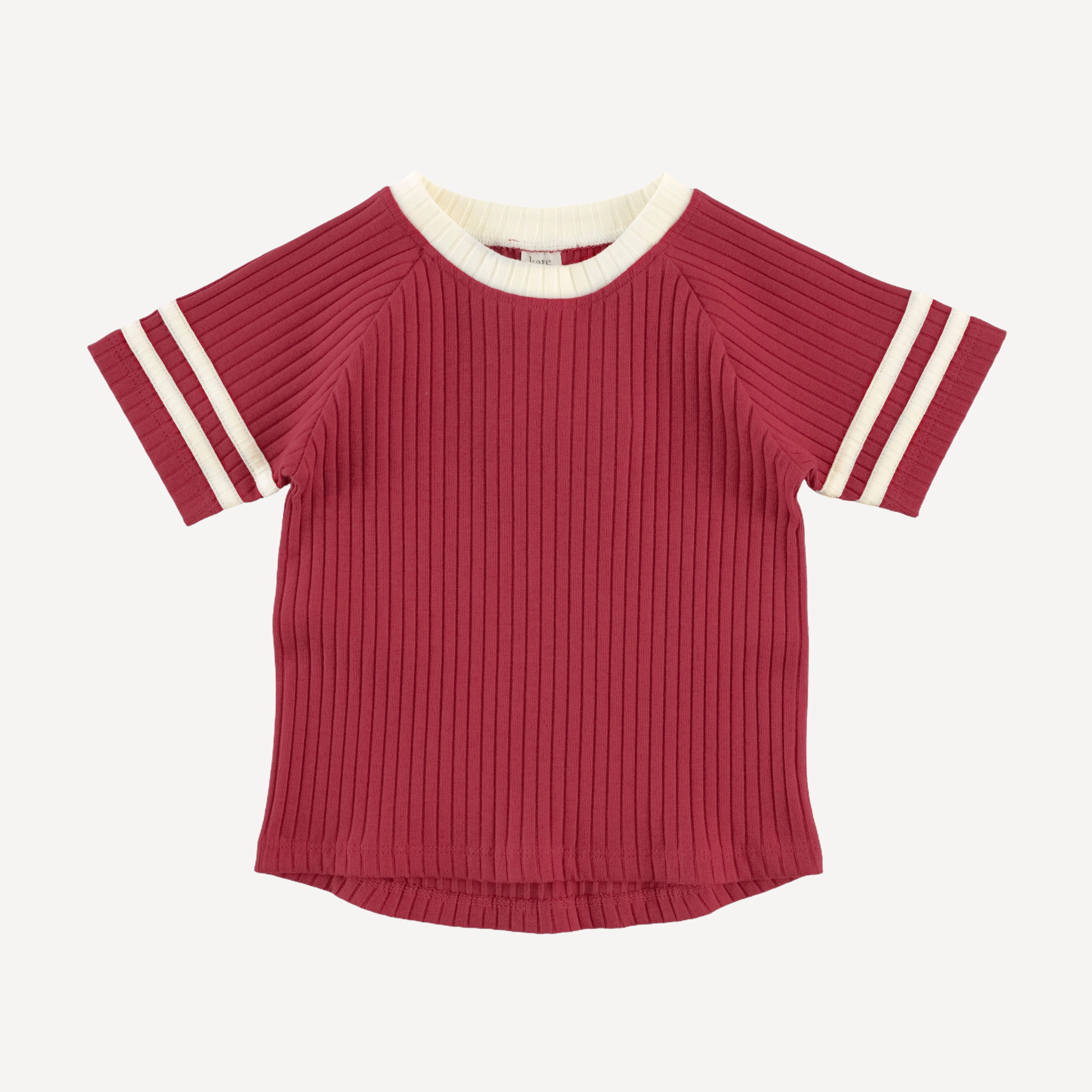 short sleeve football tee + andrew short set | savvy red | organic cotton wide rib - Image 3