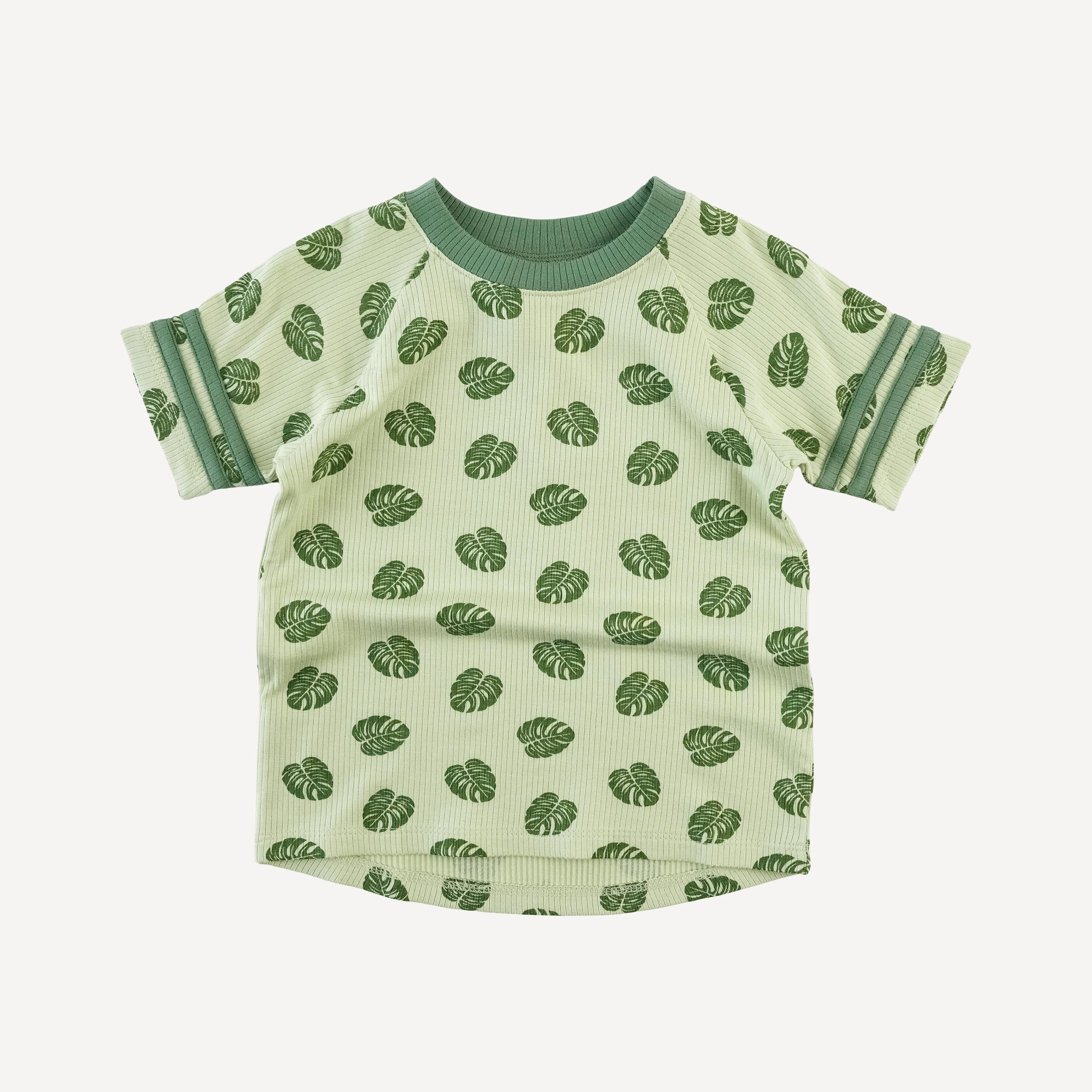 short sleeve football tee | tiny monstera | modal skinny rib