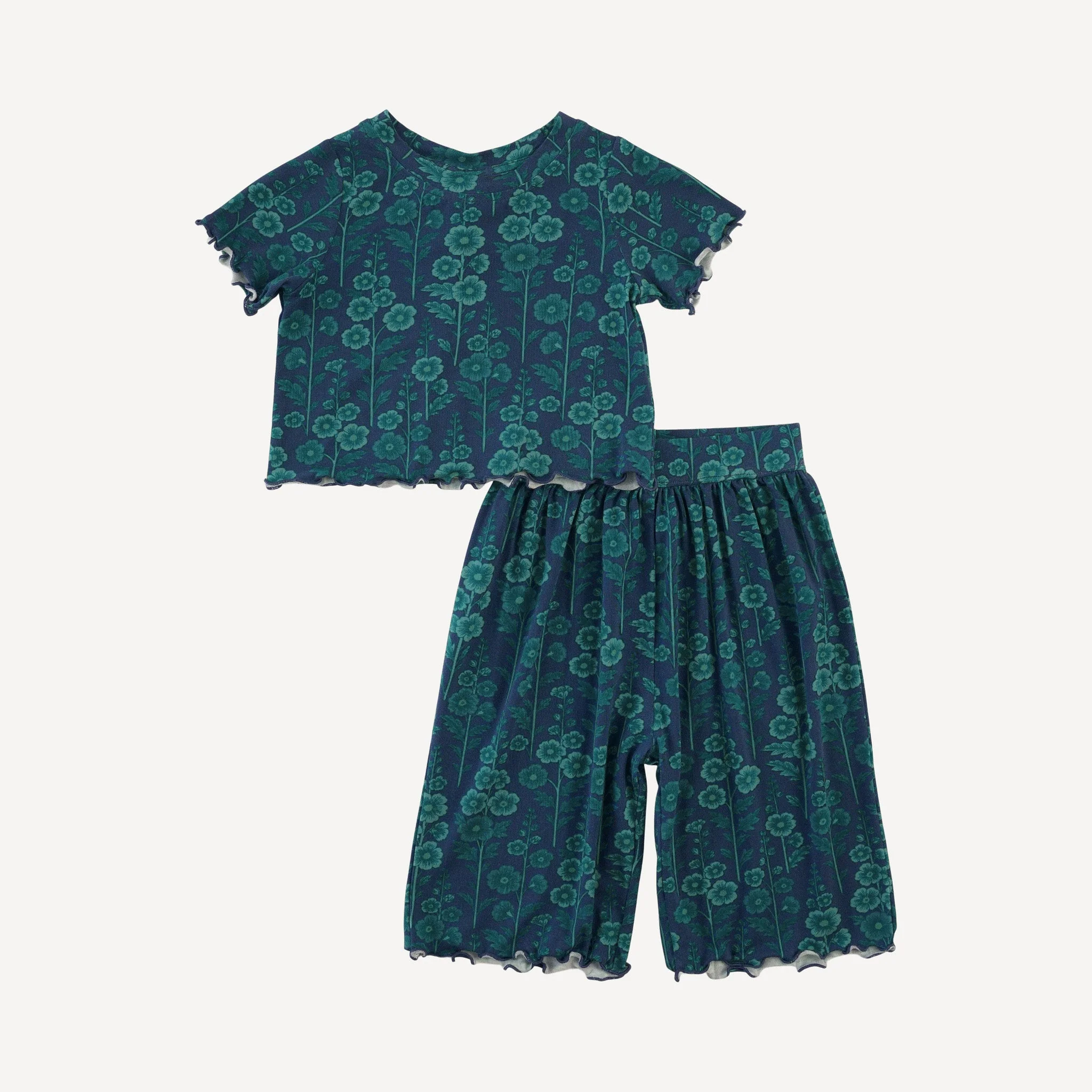 short sleeve jade set | blooming floral | light weight bamboo