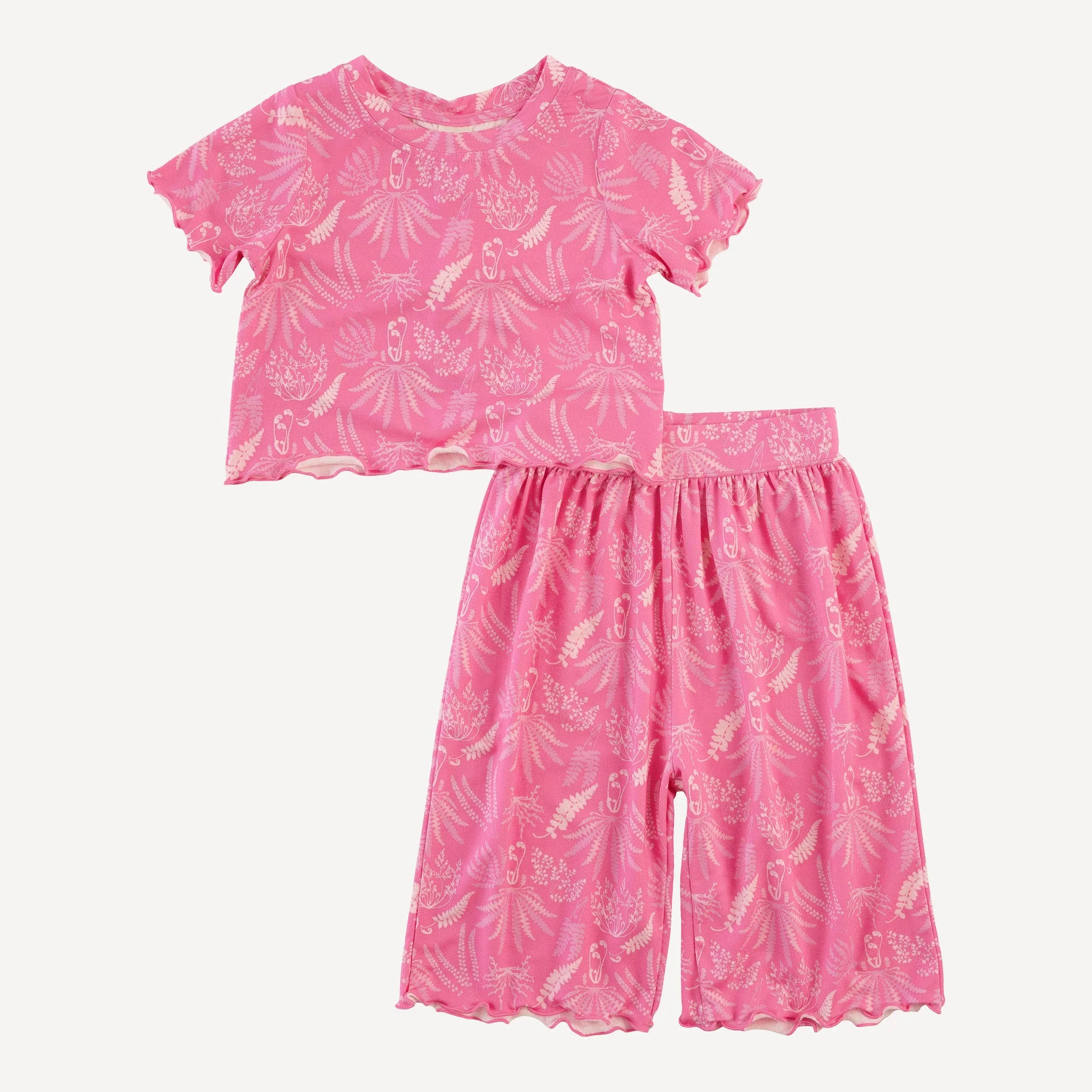 short sleeve jade set | pink magical fern | light weight bamboo