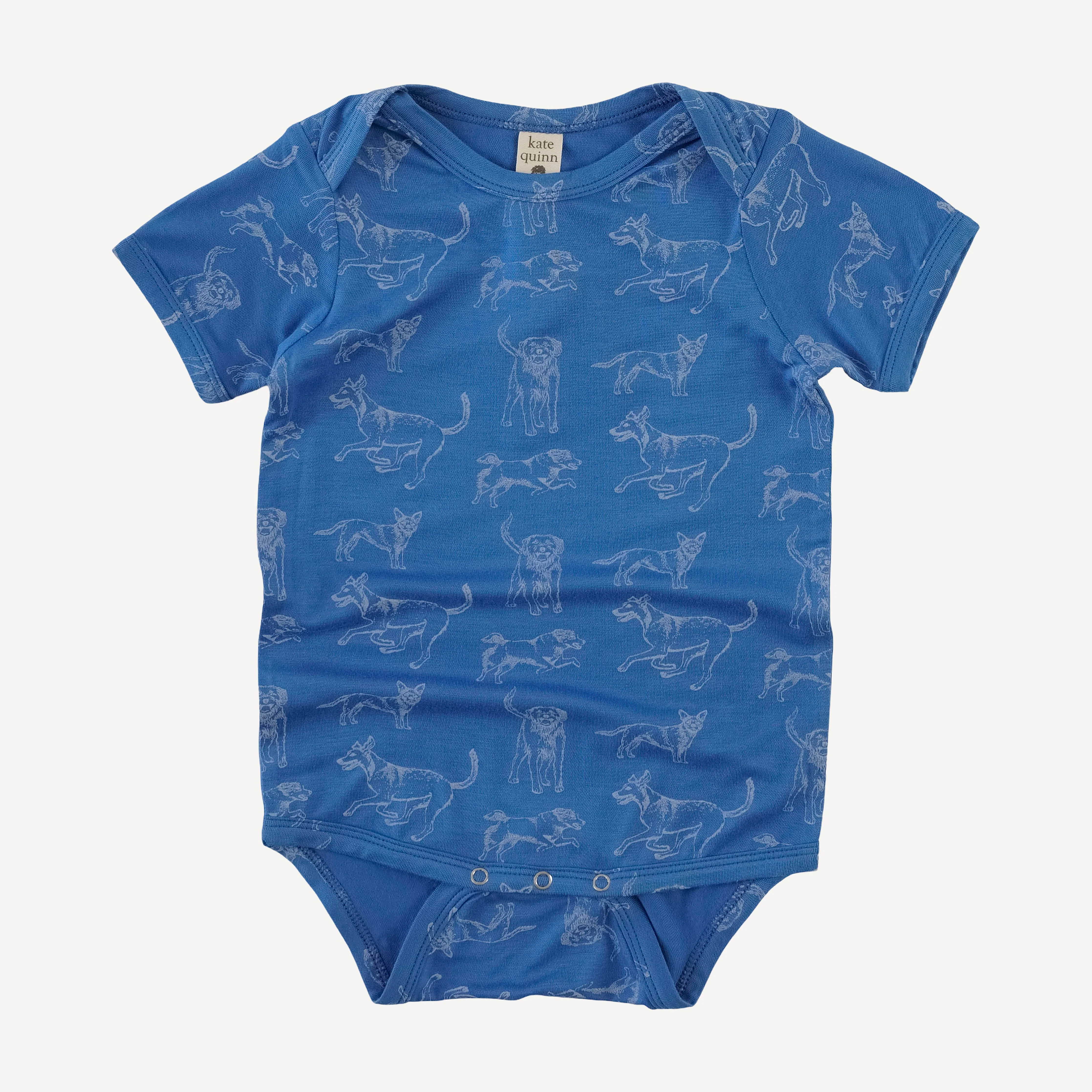 short sleeve lap neck bodysuit | blue mutts | bamboo