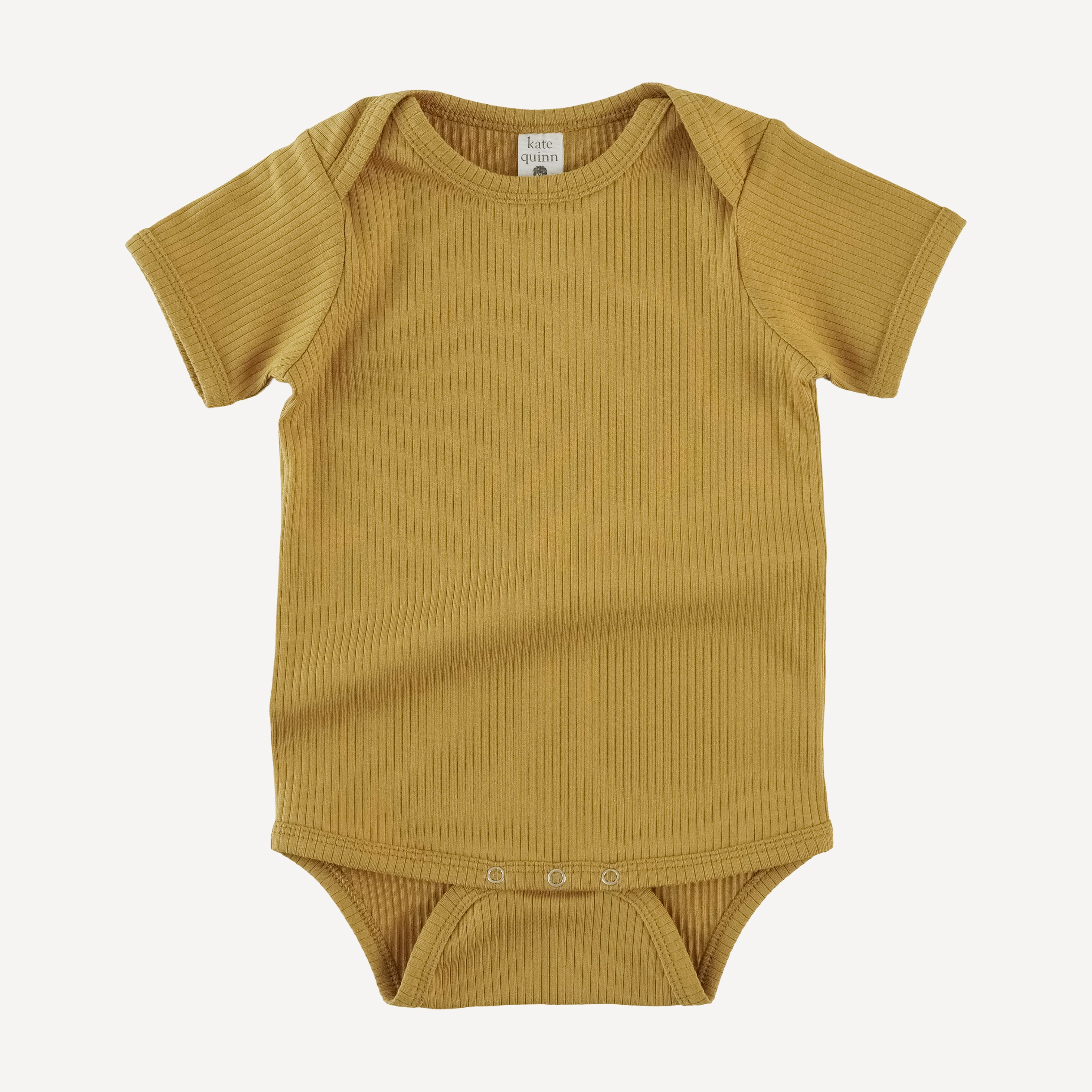short sleeve lap neck bodysuit | honey mustard | organic cotton single rib