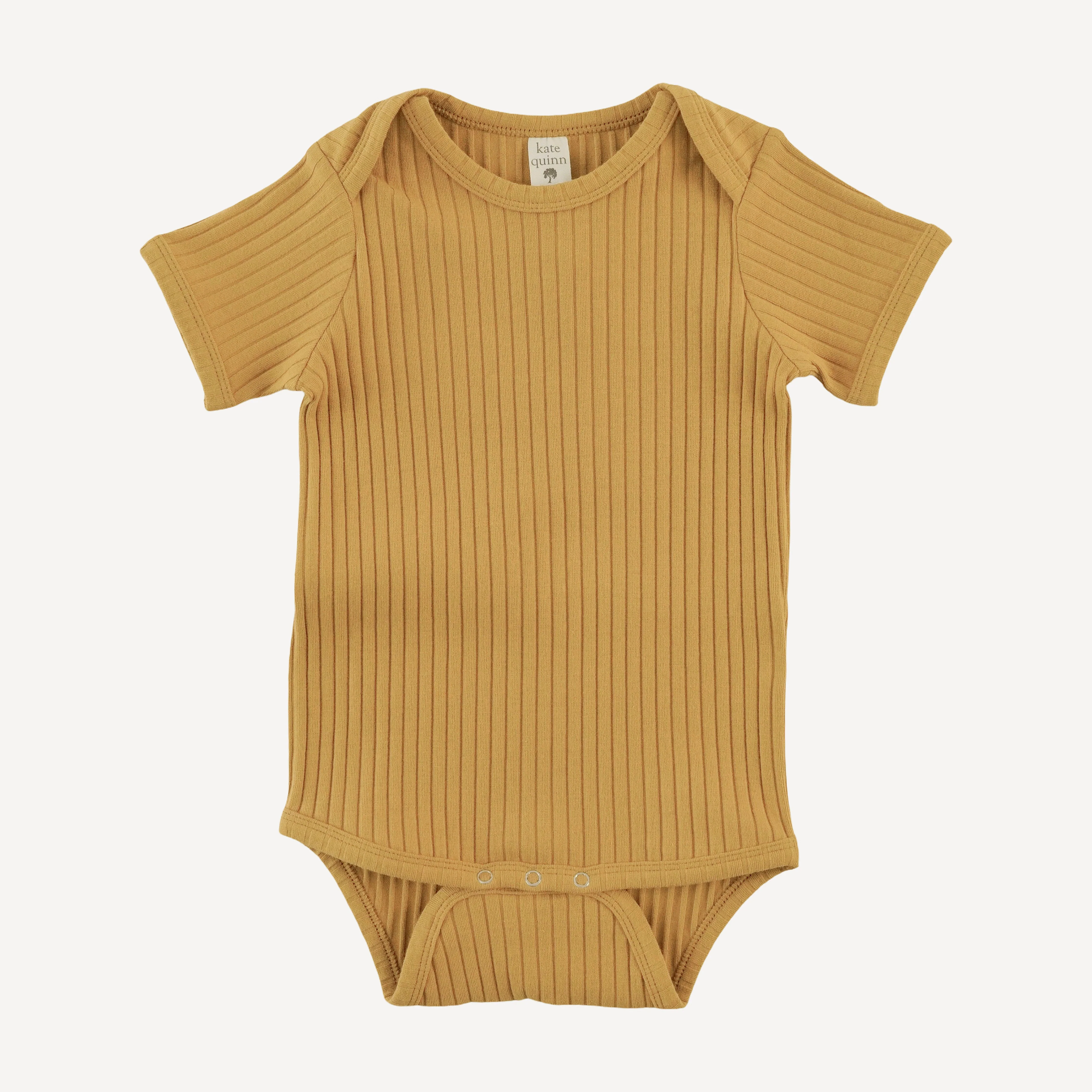 short sleeve lap neck bodysuit | honey mustard | organic cotton wide rib