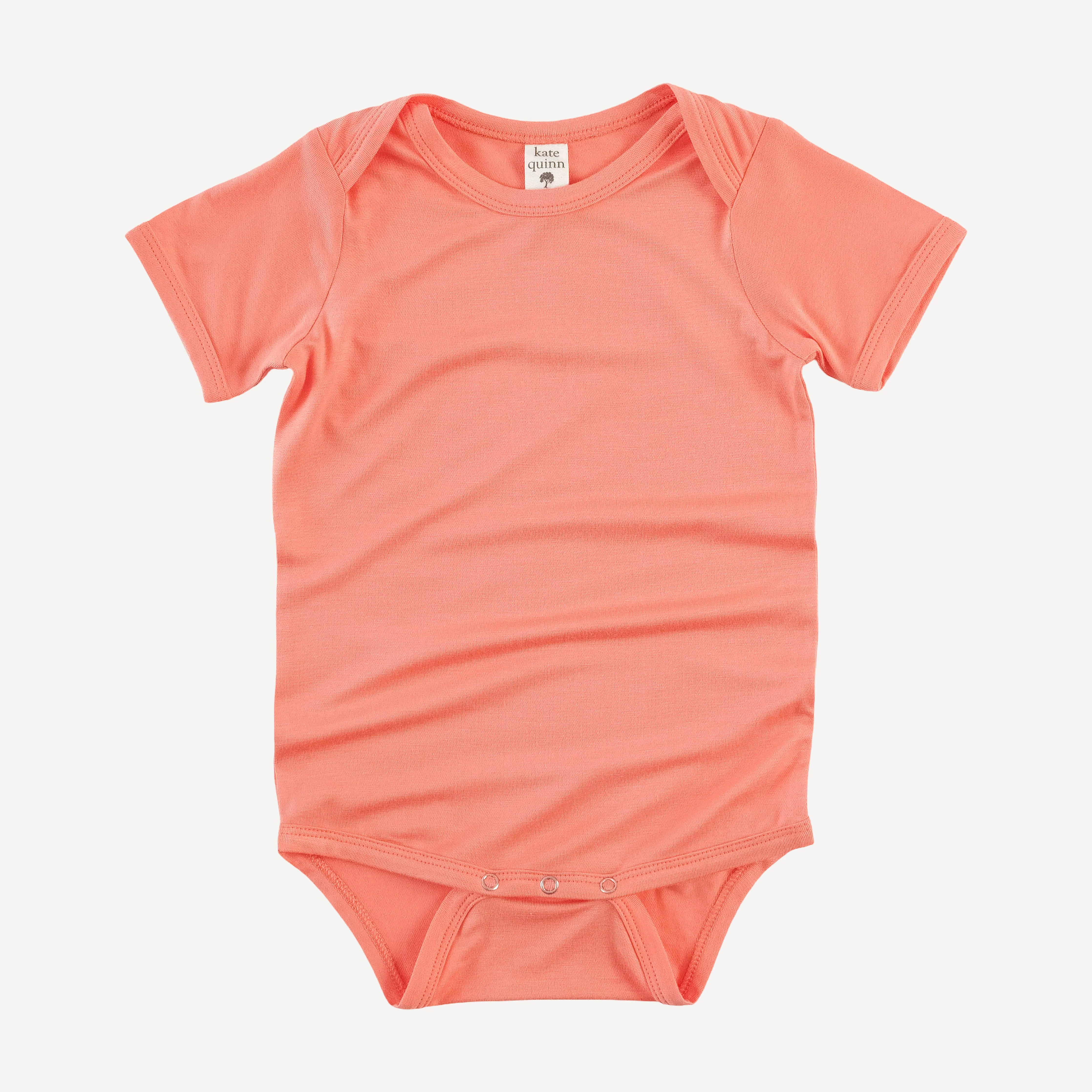 short sleeve lap neck bodysuit | peach sorbet | bamboo