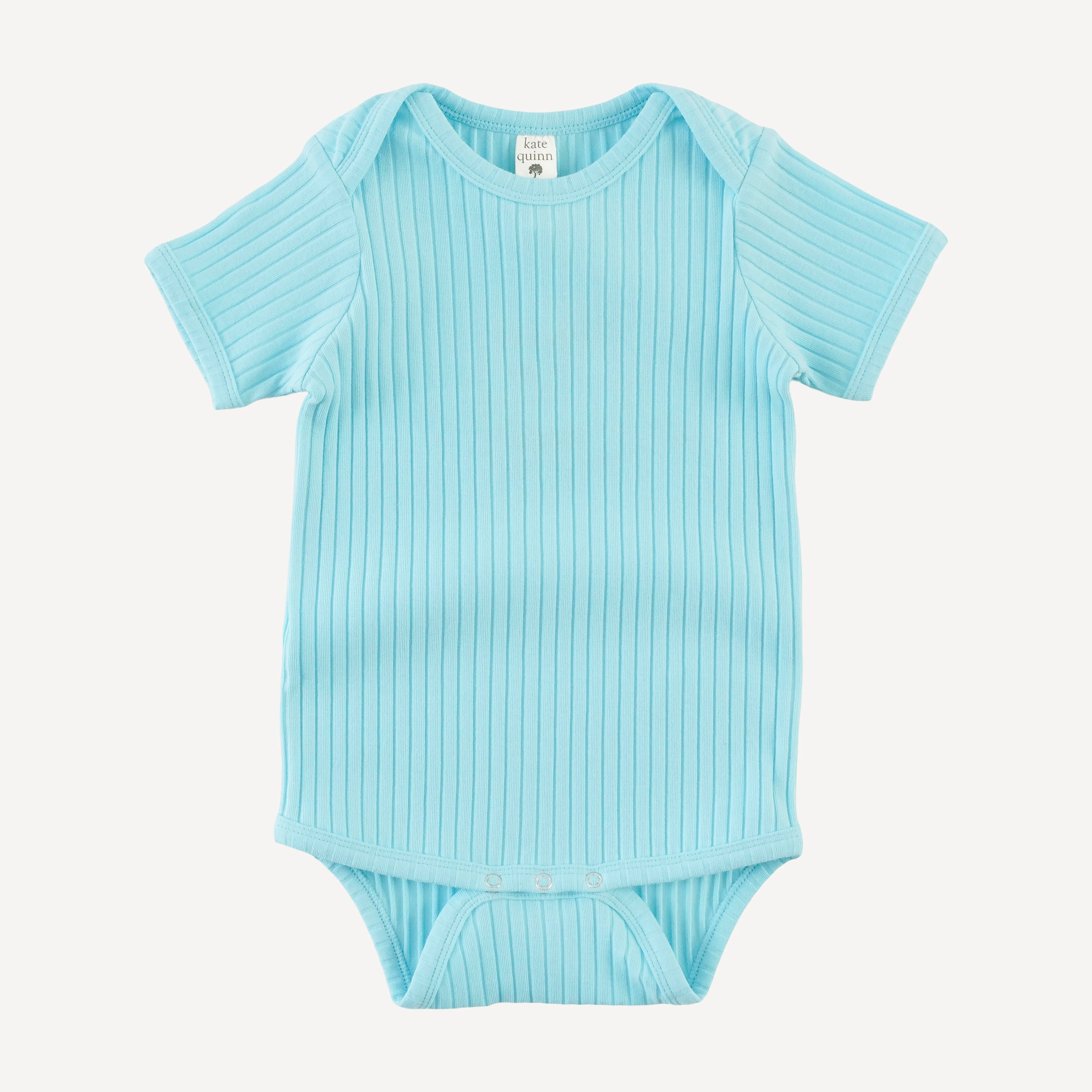 short sleeve lap neck bodysuit | water | organic cotton wide rib