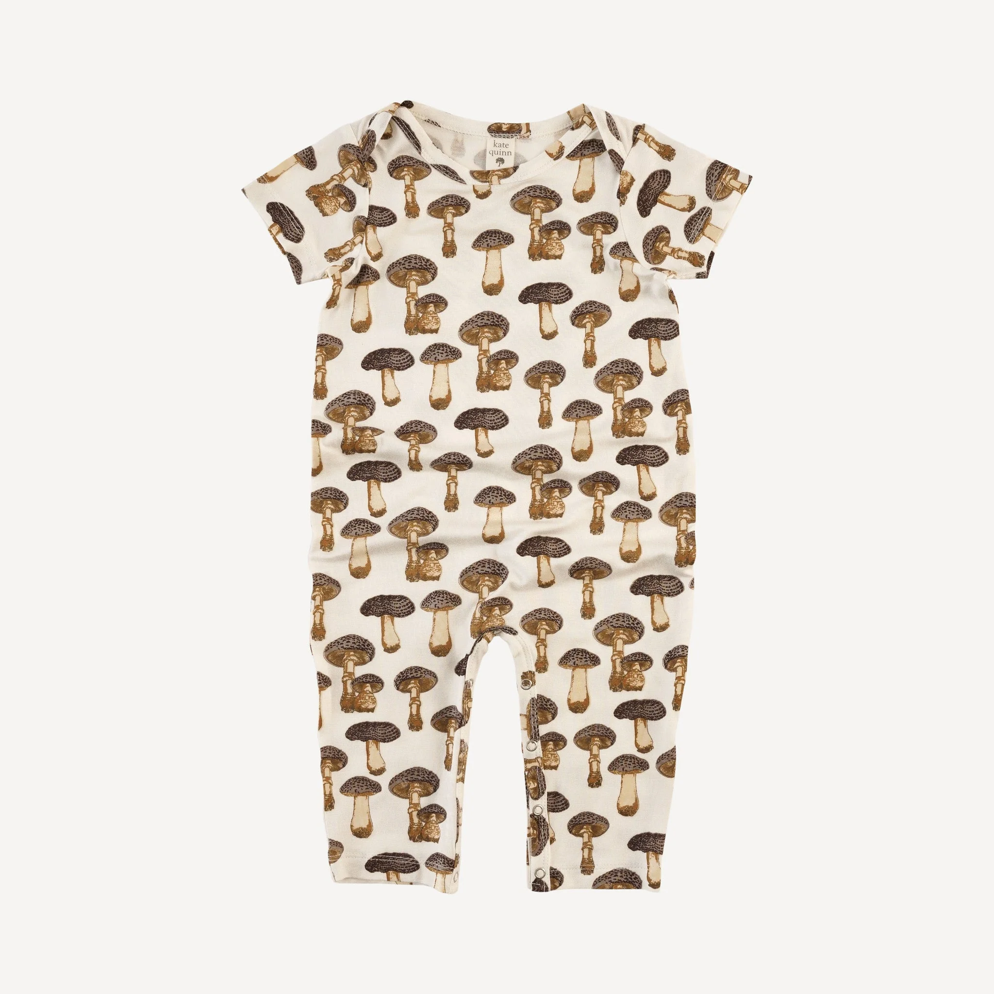 short sleeve lap neck jumpsuit | neutral fungi | bamboo