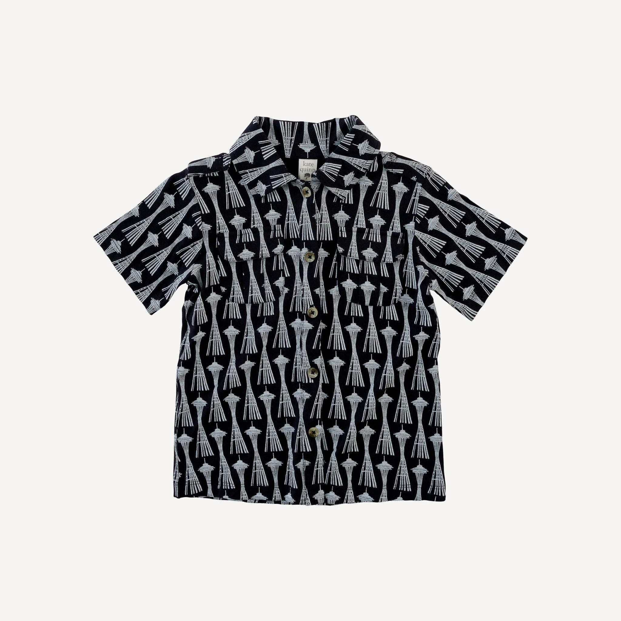 short sleeve military top | black space needle | bamboo