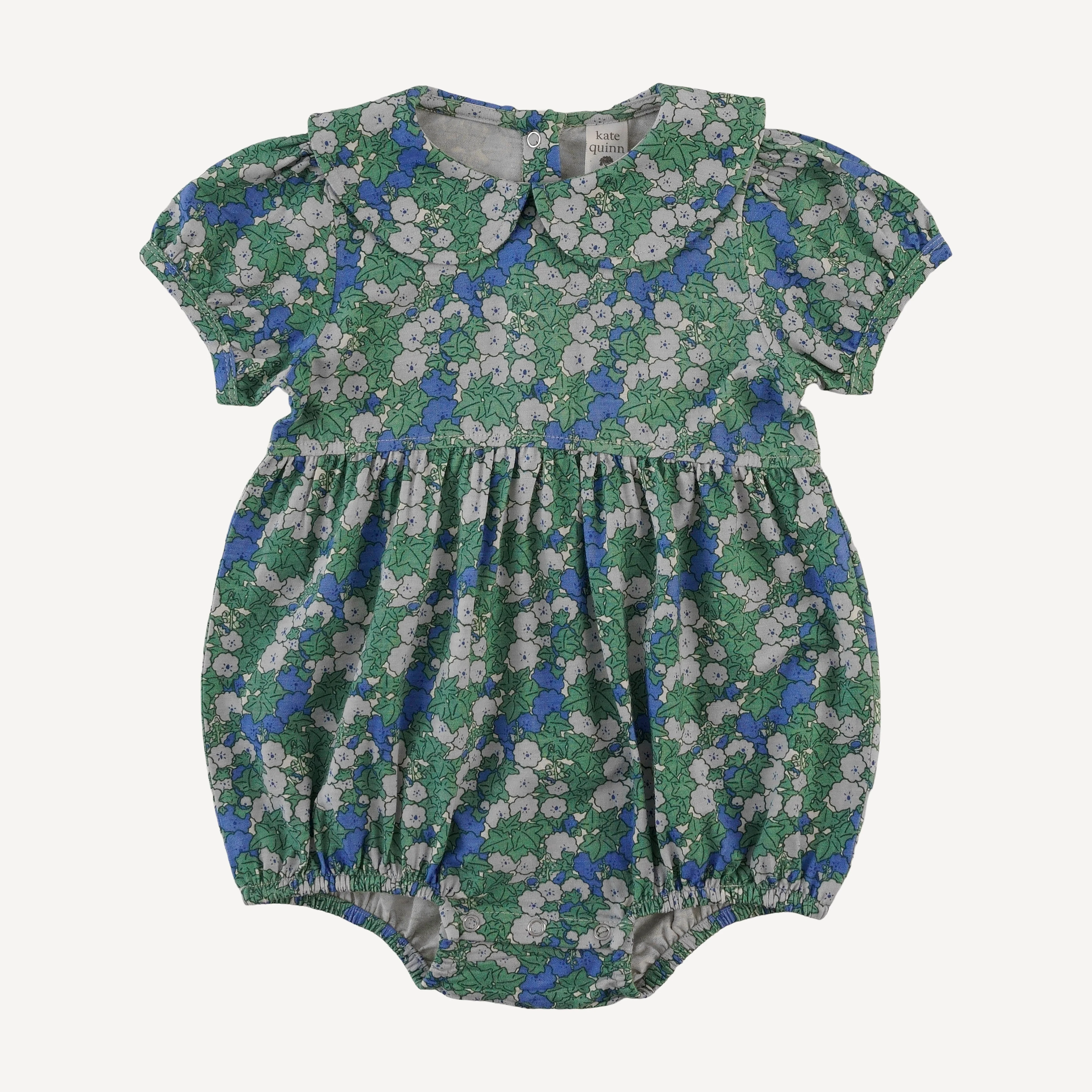 short sleeve peter pan bubble | blue ivy floral | bamboo