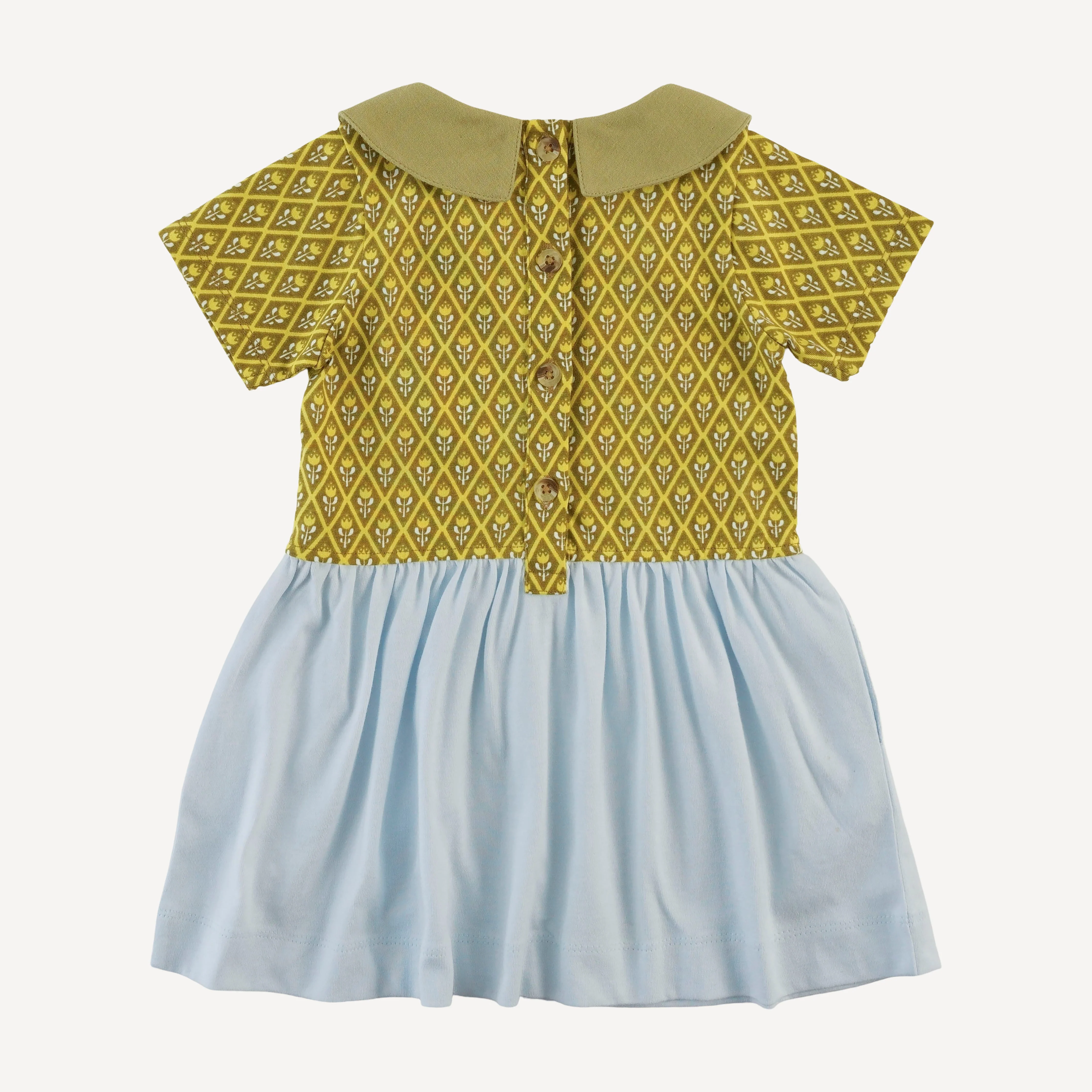 short sleeve peter pan dress | retro diamond floral | organic cotton jersey - Image 3