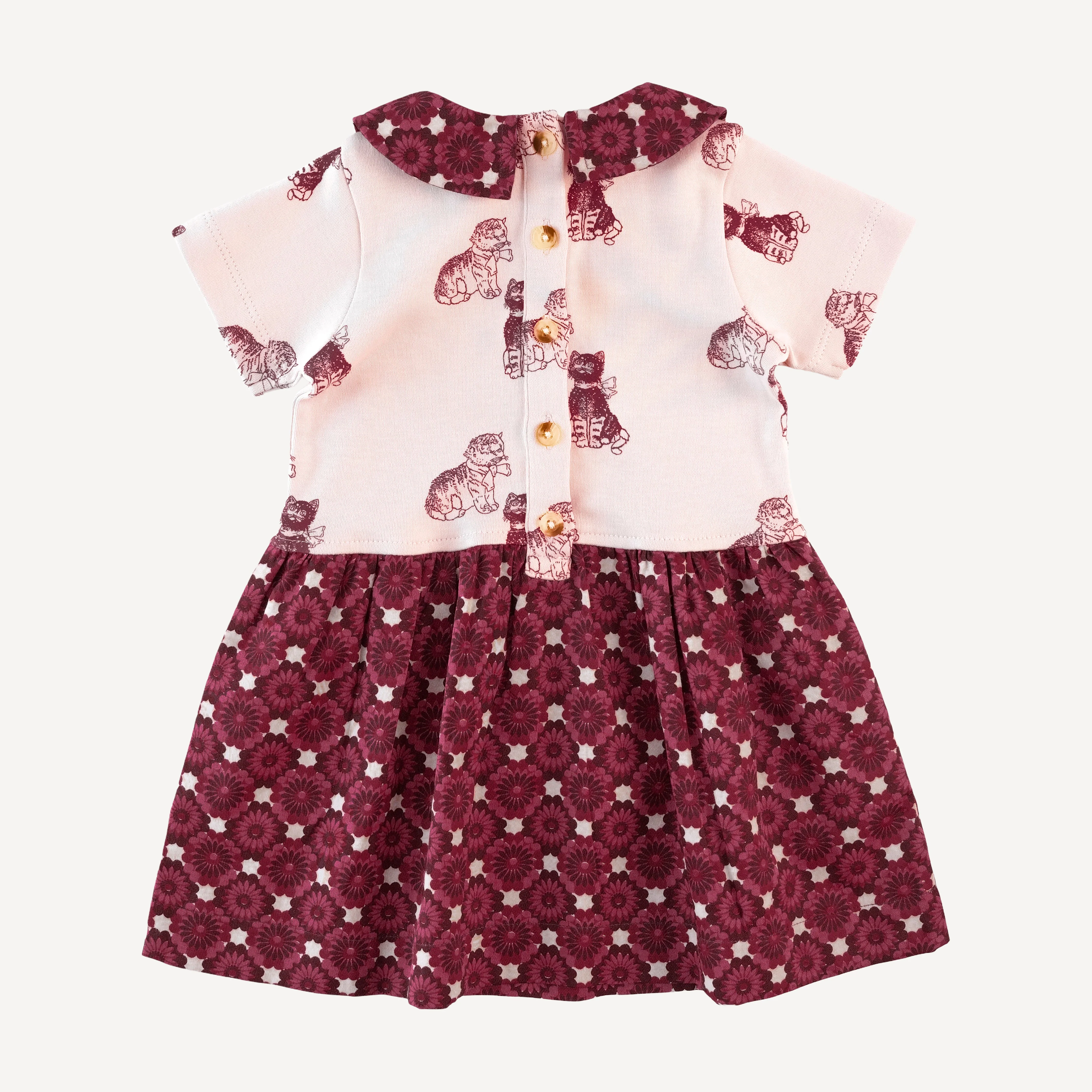 short sleeve peter pan dress | vintage kitty | organic cotton interlock - Image 3